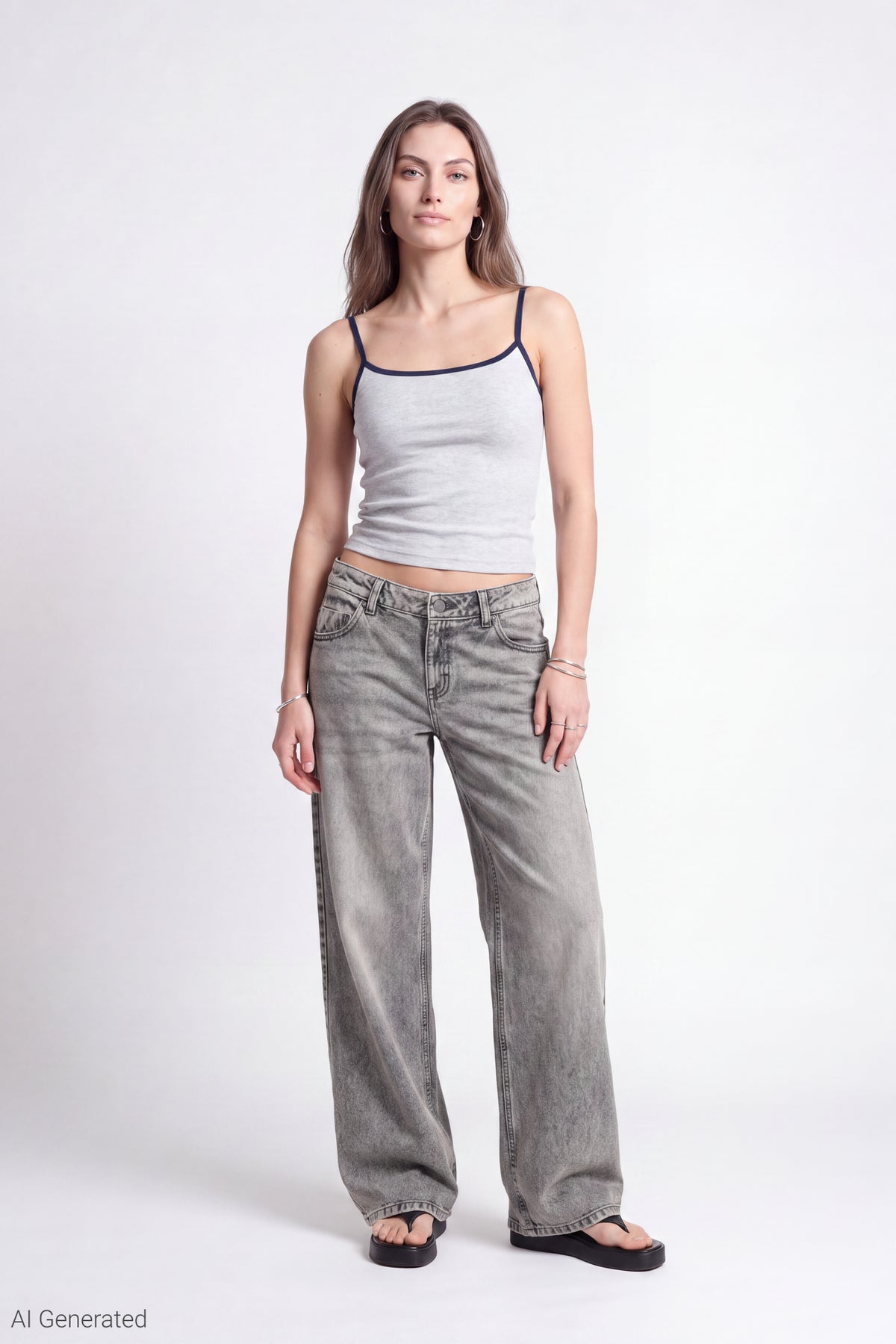 Alt View 3. Reversible Scoop Neck Cami - Heather Grey