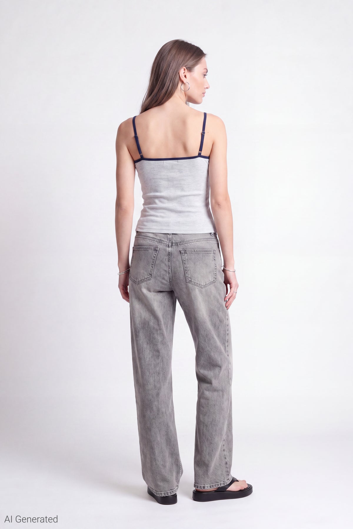 Alt View 4. Reversible Scoop Neck Cami - Heather Grey
