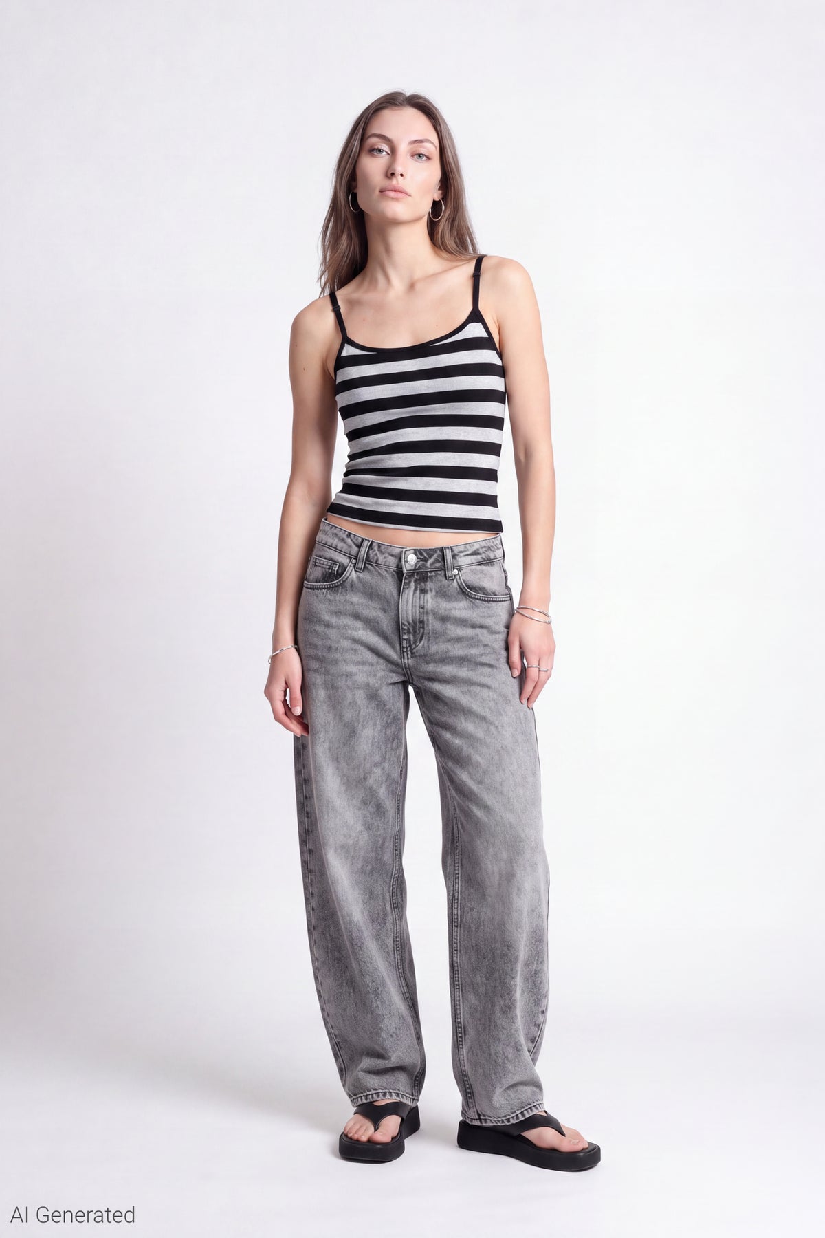 Alt View 3. Reversible Scoop Neck Cami - Black with White