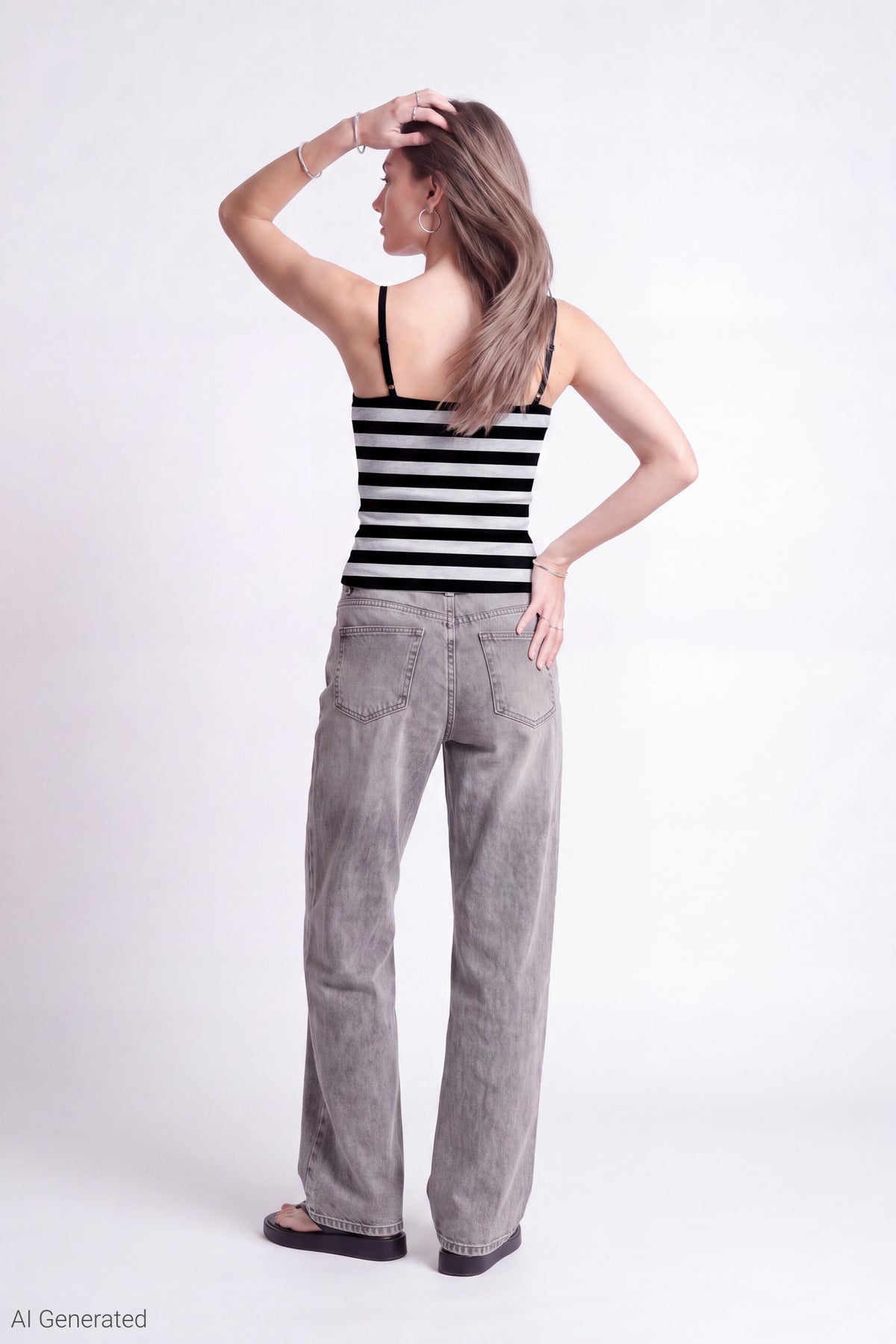 Alt View 4. Reversible Scoop Neck Cami - Black with White