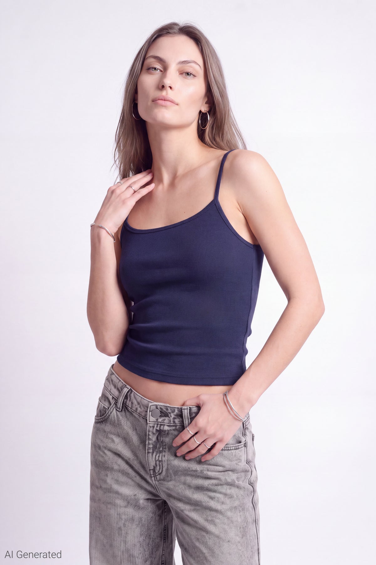 Alt View 2. Reversible Scoop Neck Cami - Navy