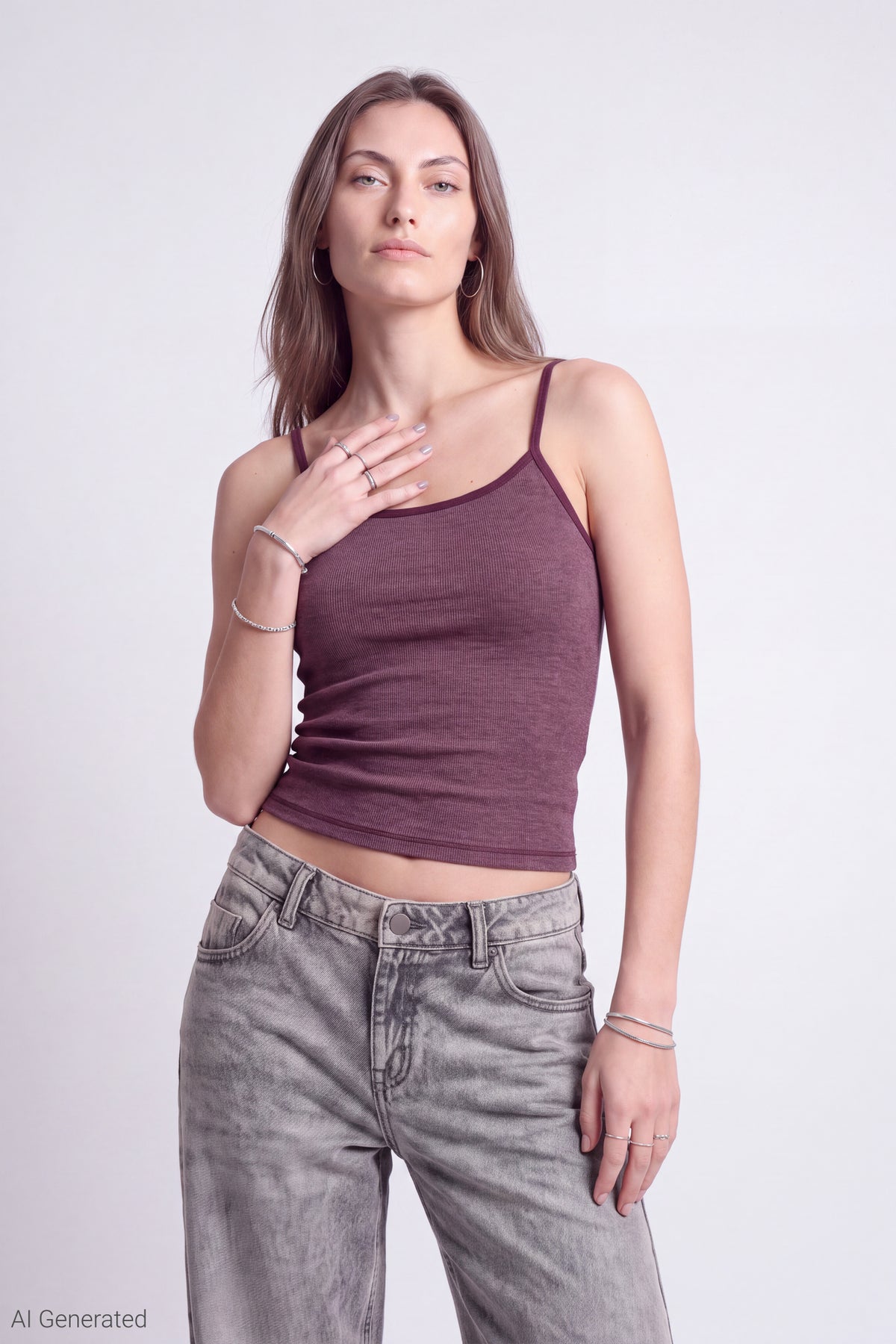Alt View 2. Reversible Scoop Neck Cami - Burgundy