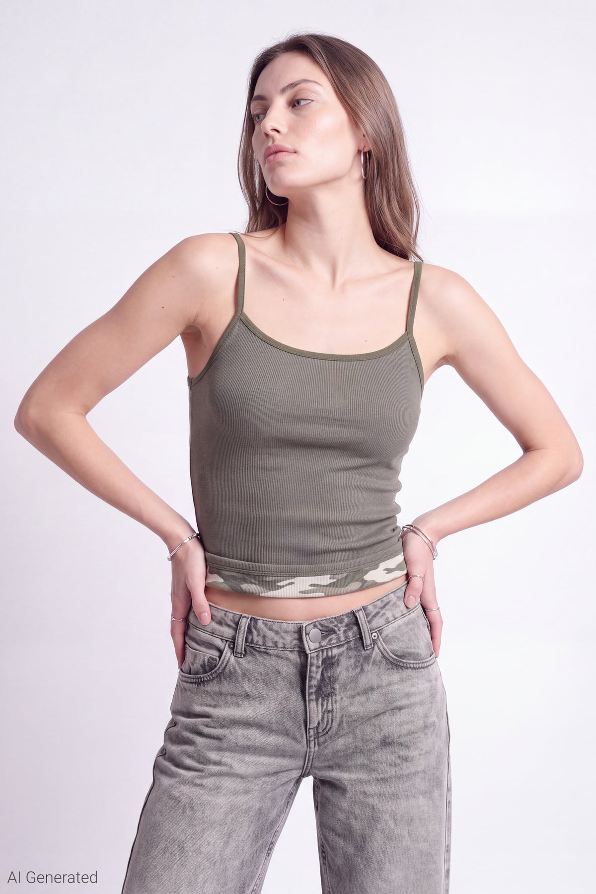 Alt View 2. Reversible Scoop Neck Cami - Camouflage