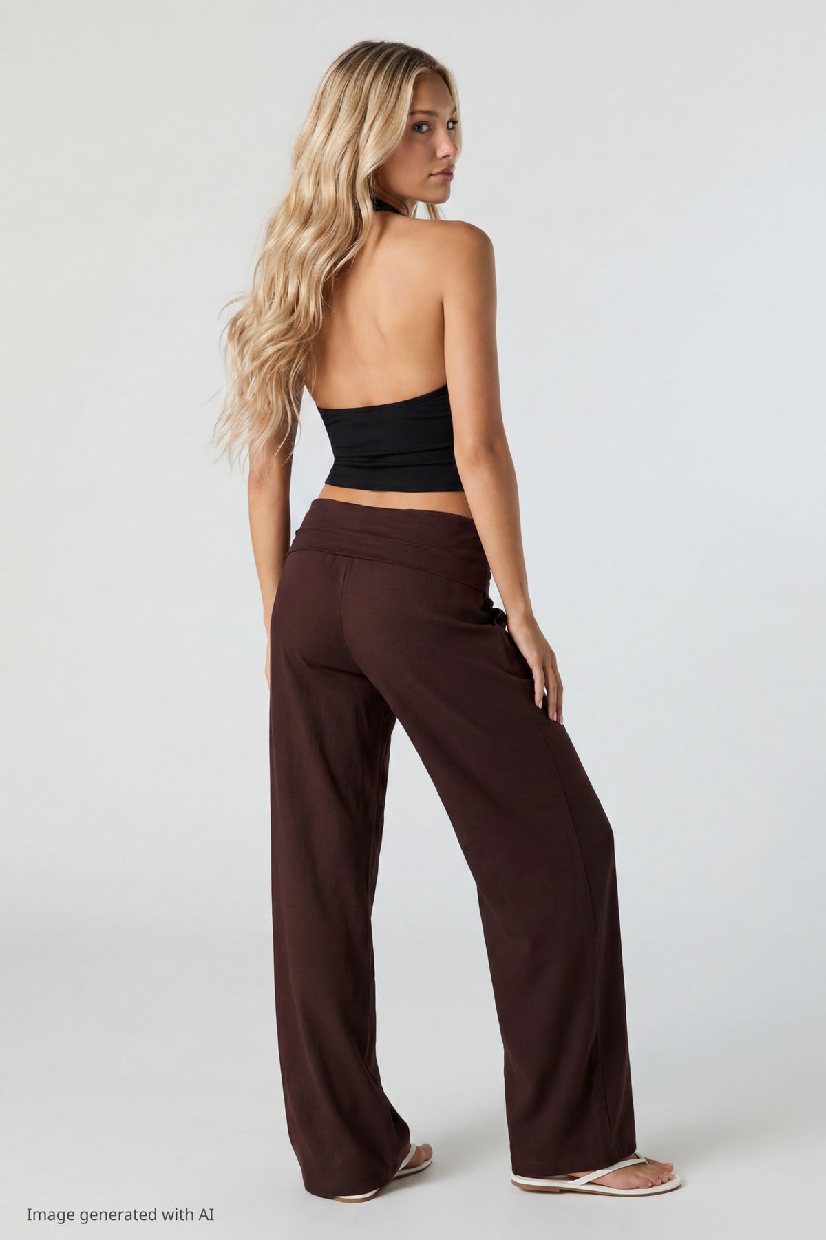 Alt View 2. Soft V-Neck Halter Top - Black