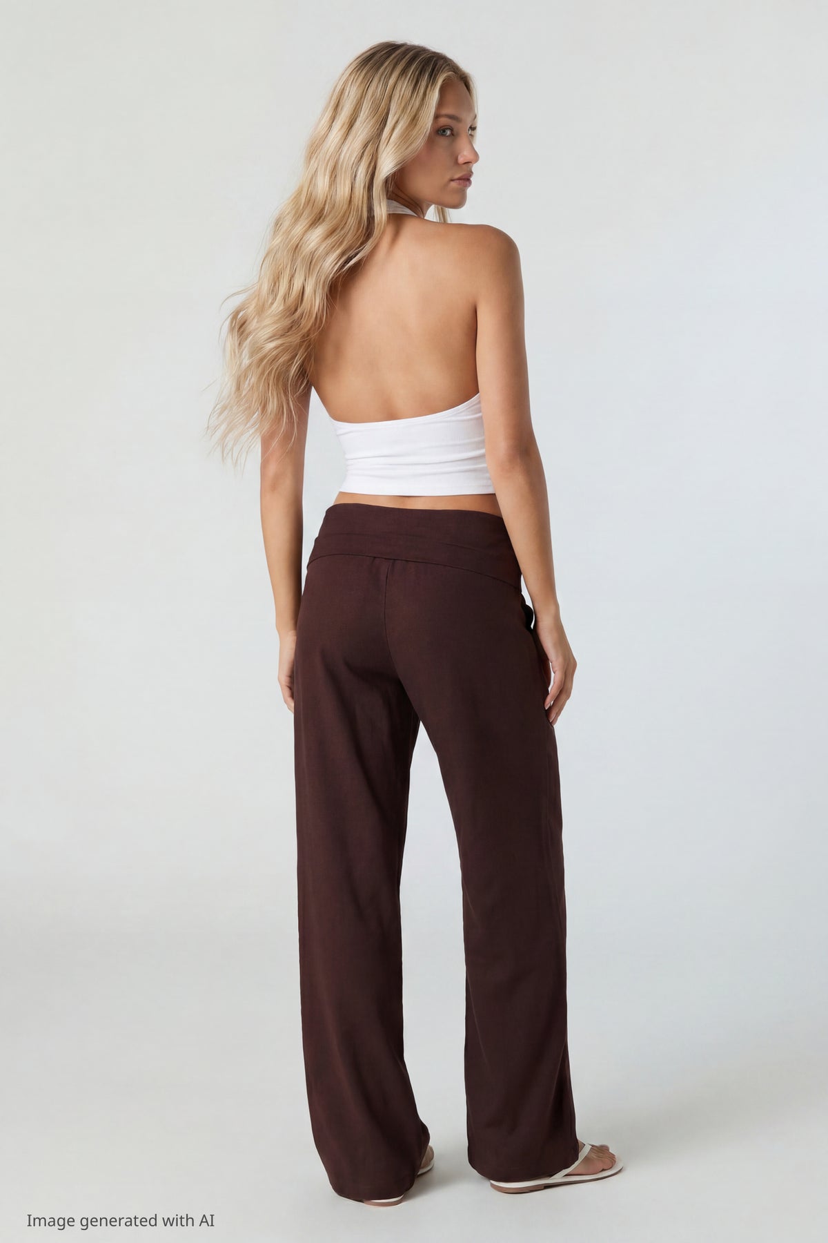 Alt View 2. Soft V-Neck Halter Top - White
