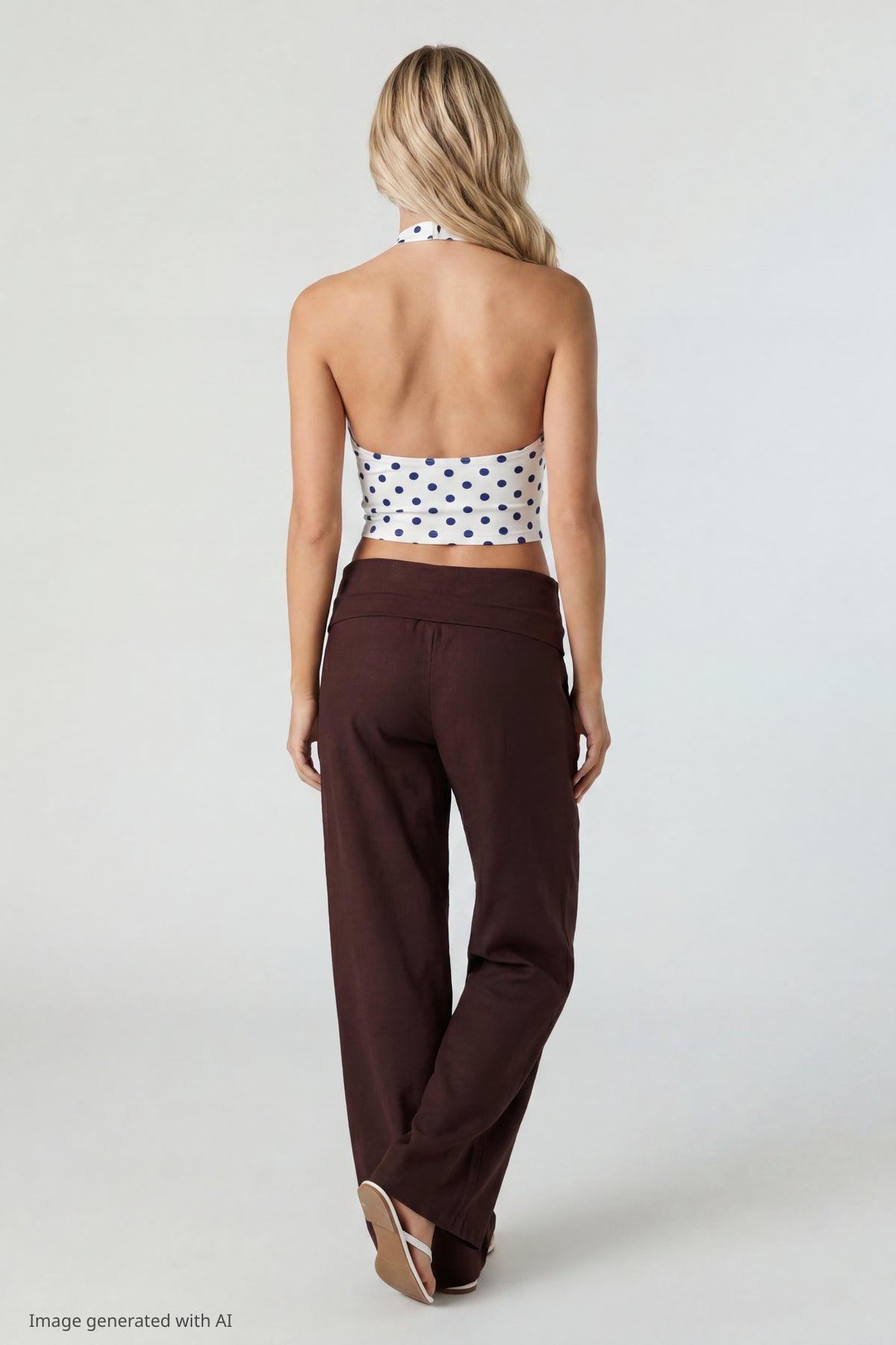 Alt View 2. Soft V-Neck Halter Top - Off White