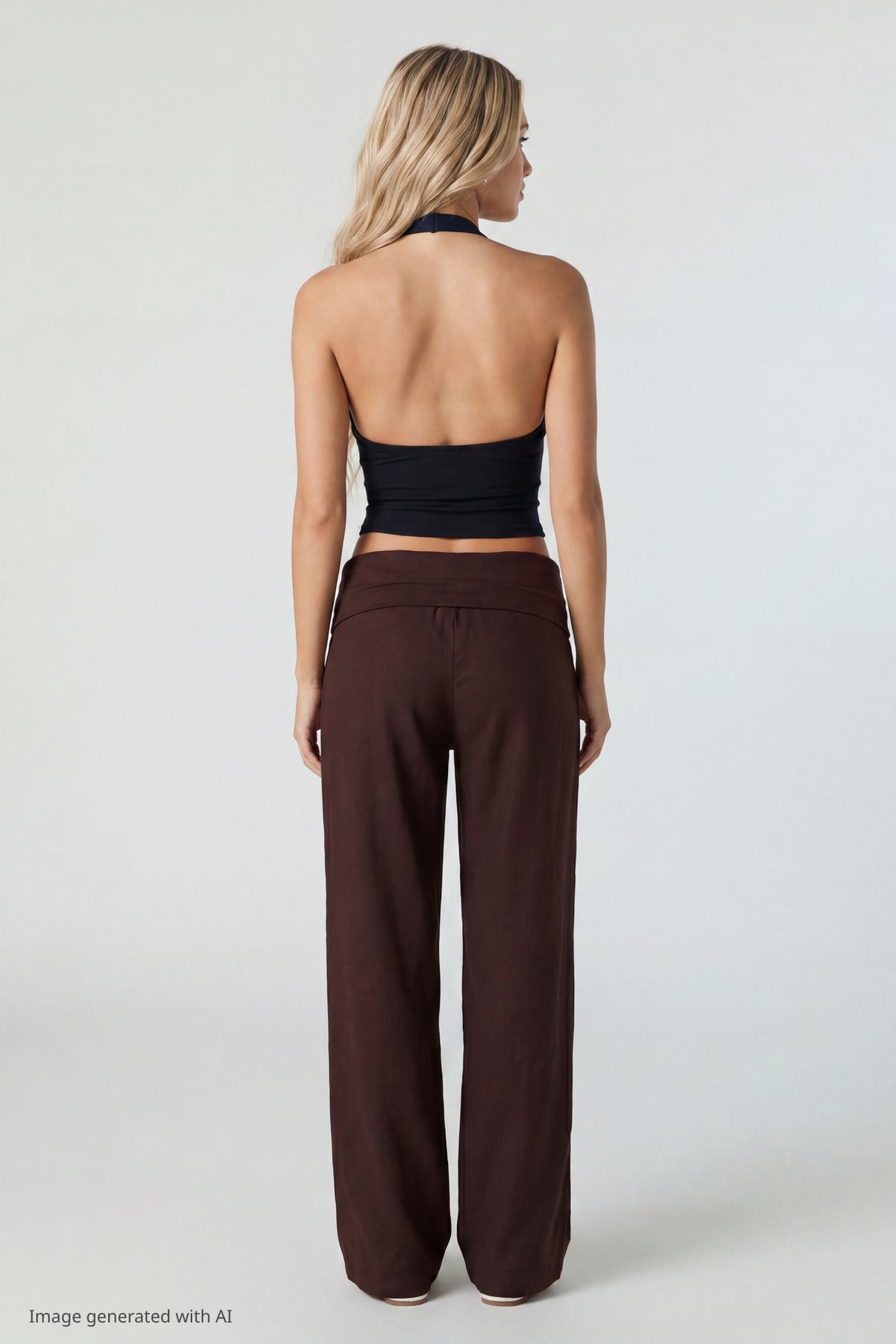 Alt View 2. Soft V-Neck Halter Top - Navy