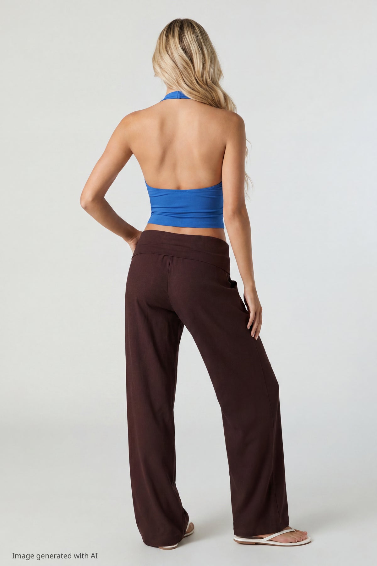 Alt View 2. Soft V-Neck Halter Top - Royal Blue