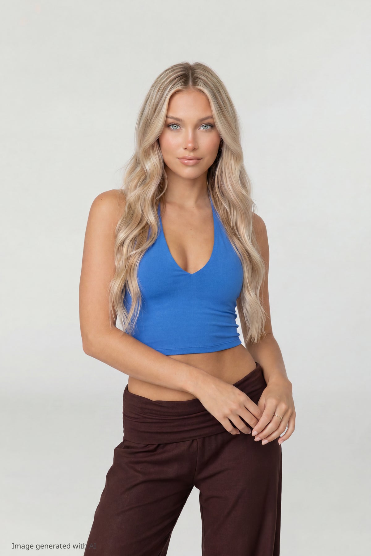 Soft V-Neck Halter Top - Royal Blue