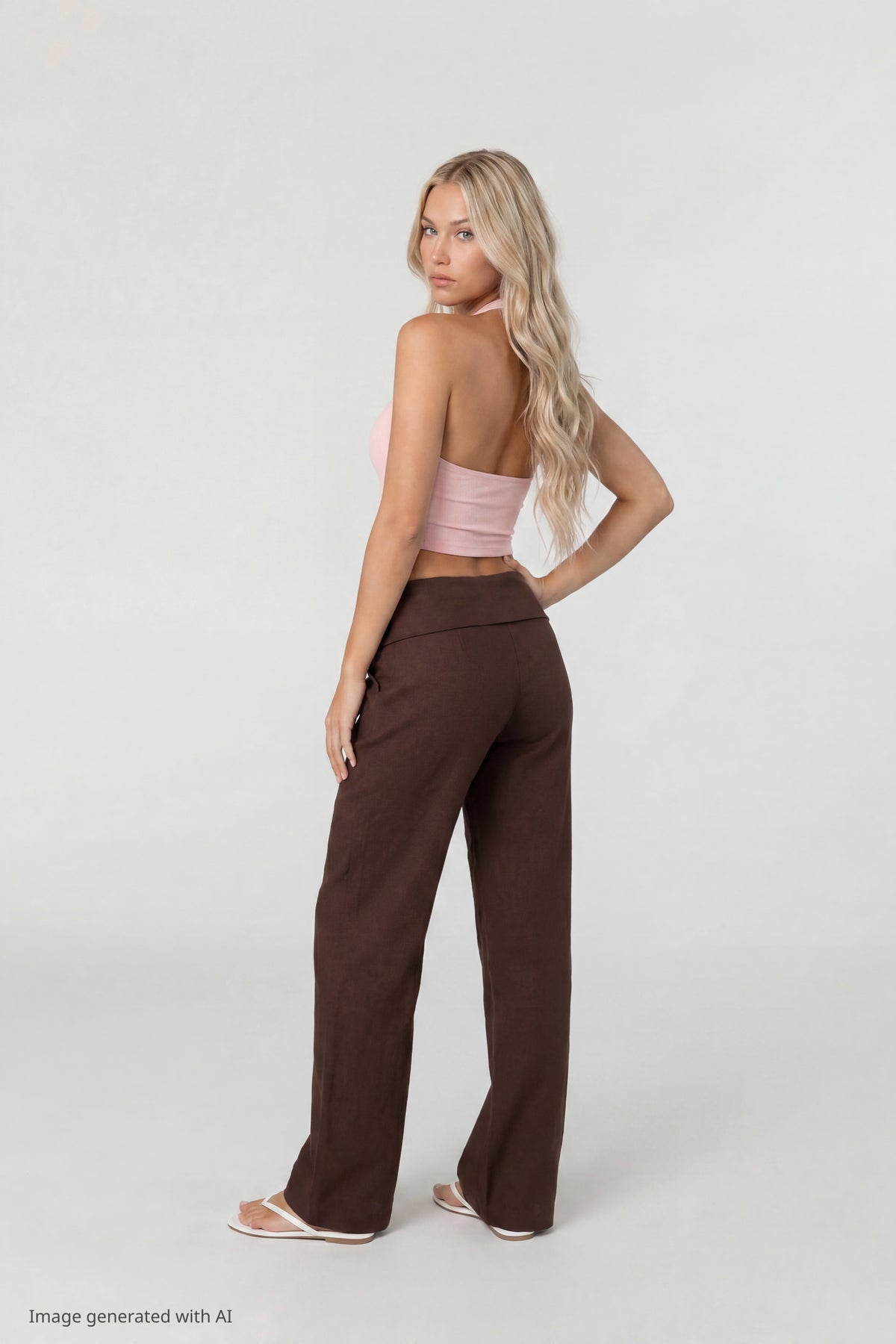 Alt View 2. Soft V-Neck Halter Top - Pink