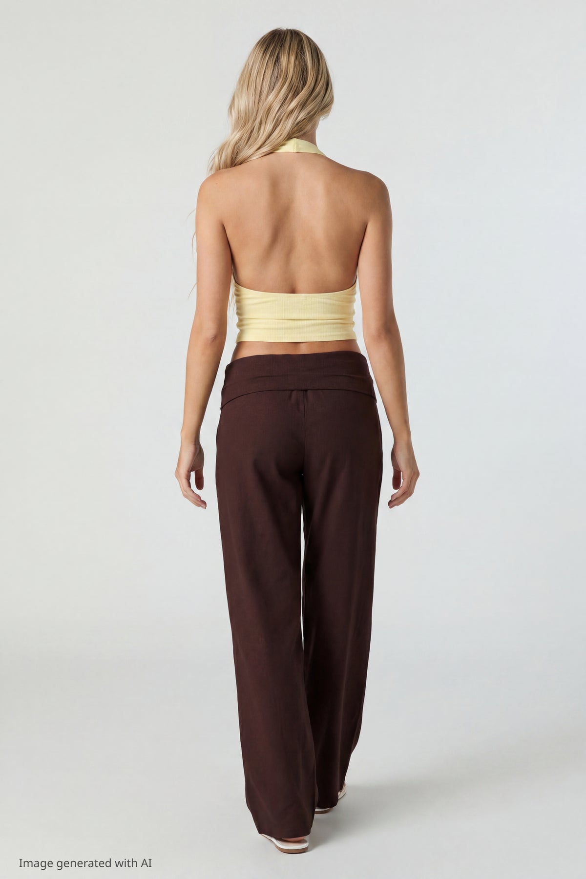 Alt View 2. Soft V-Neck Halter Top - Yellow