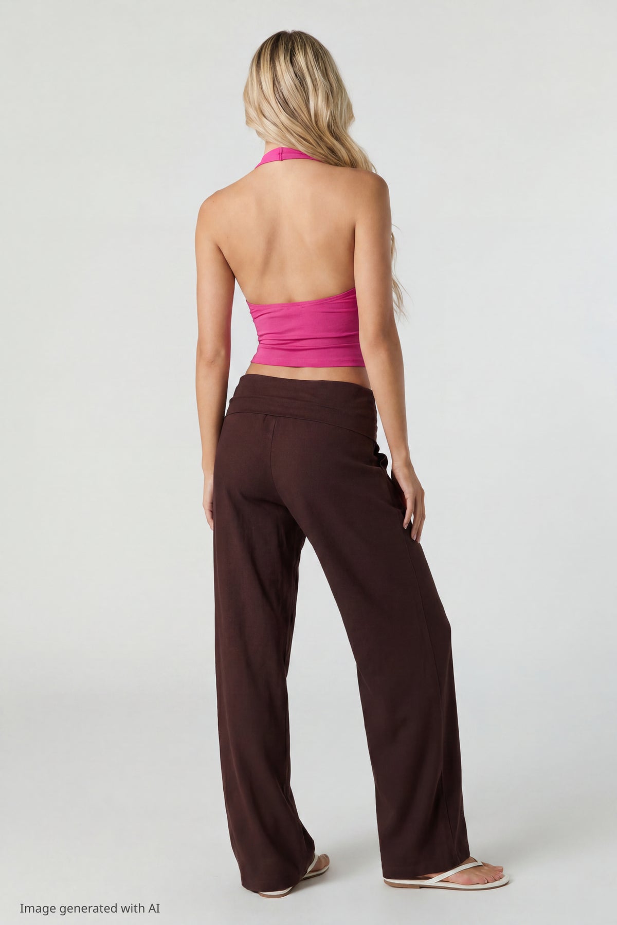 Alt View 2. Soft V-Neck Halter Top - Fuchsia