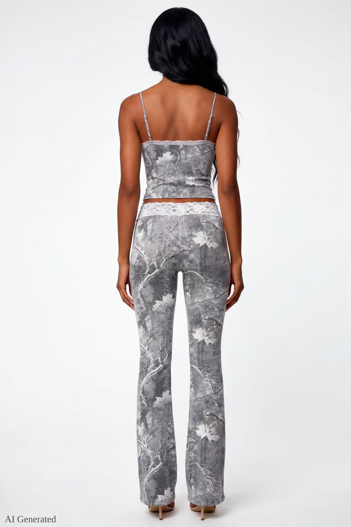 Alt View 3. Soft Lace Trim Cami - Dark Grey