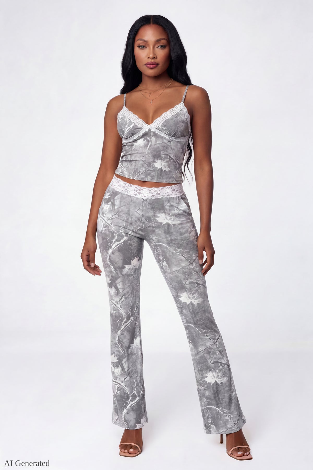 Alt View 2. Soft Lace Trim Cami - Dark Grey