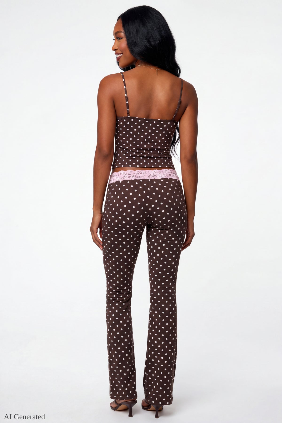 Alt View 3. Soft Lace Trim Cami - Brown