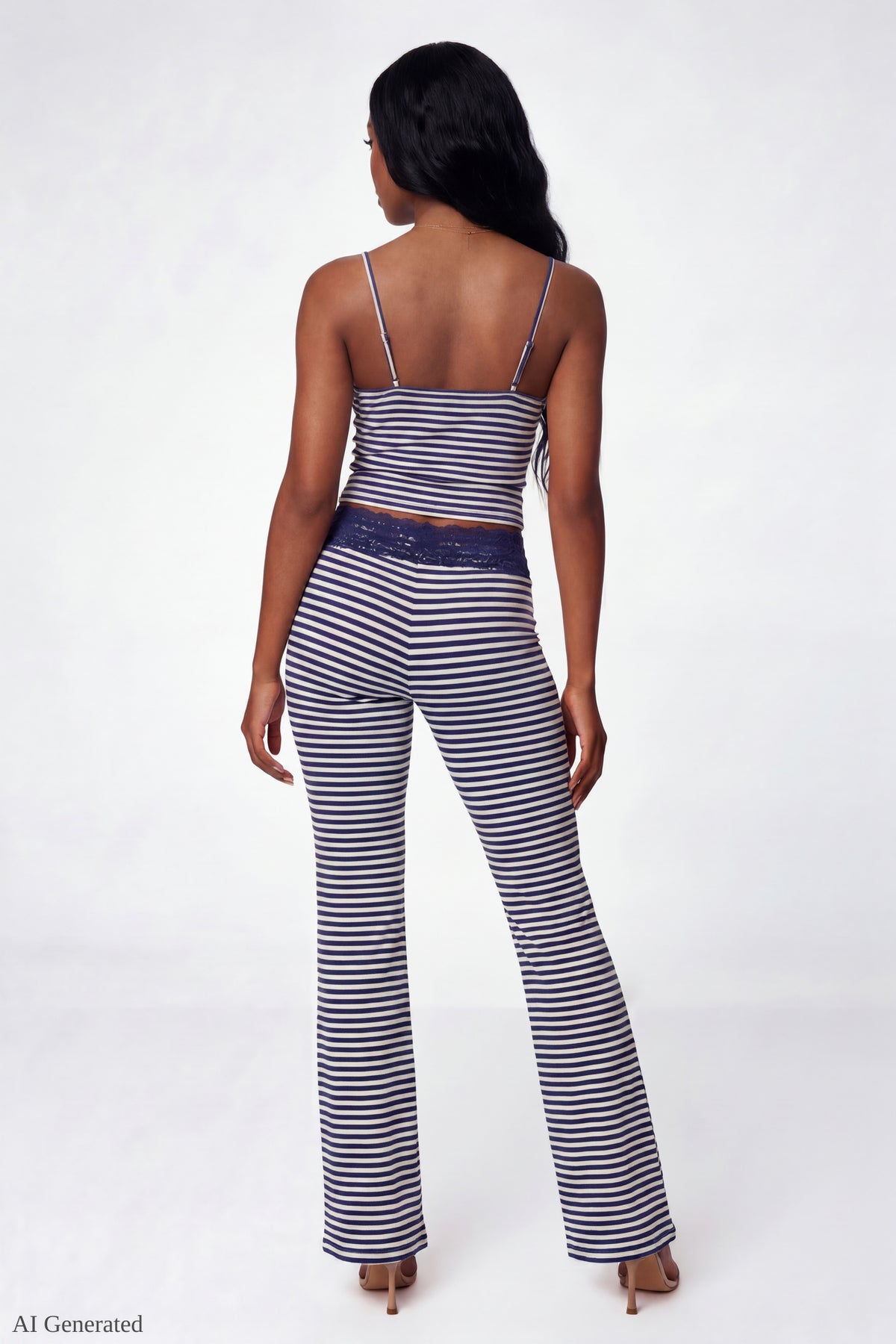 Alt View 3. Soft Lace Trim Cami - Navy