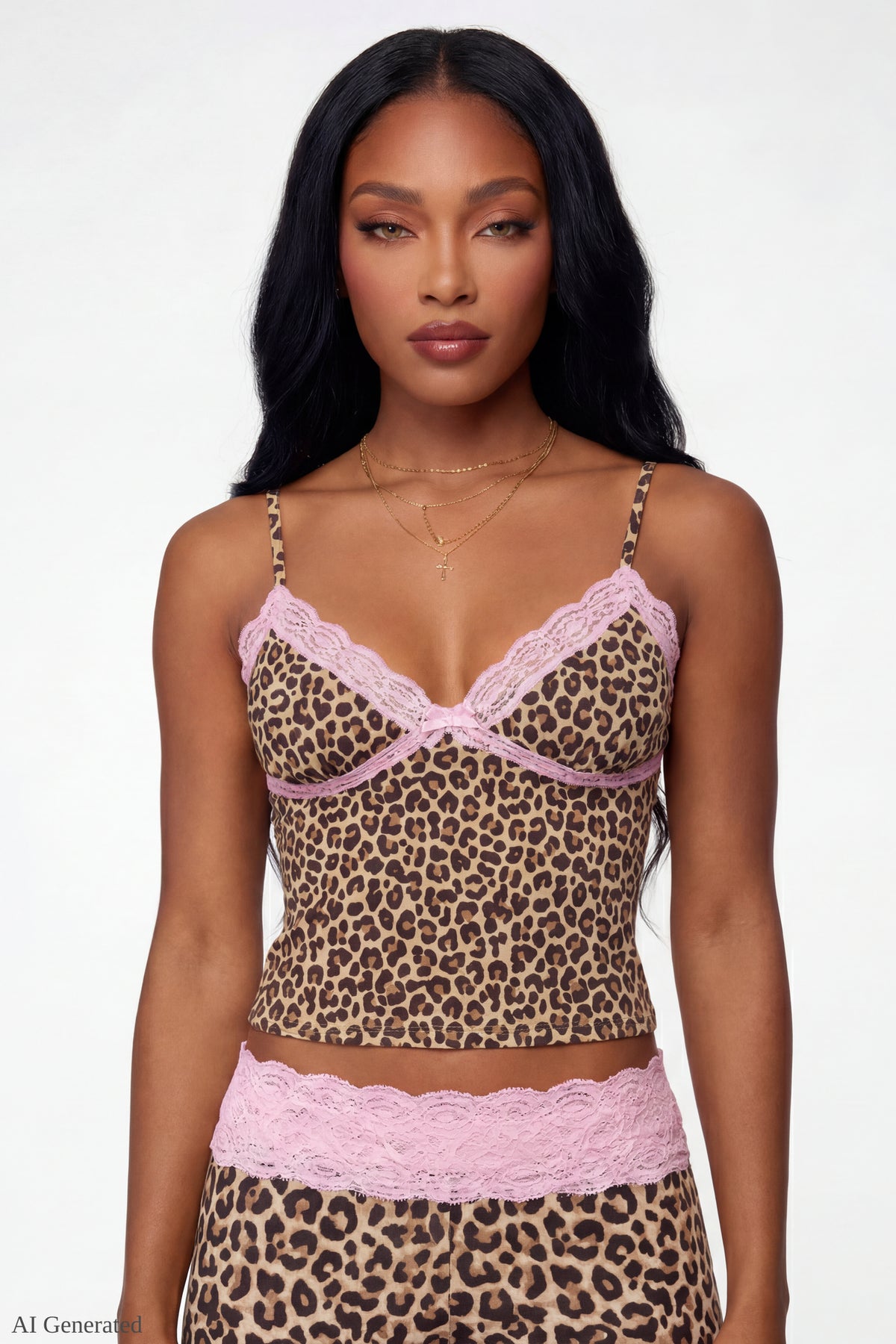 Soft Lace Trim Cami - Leopard