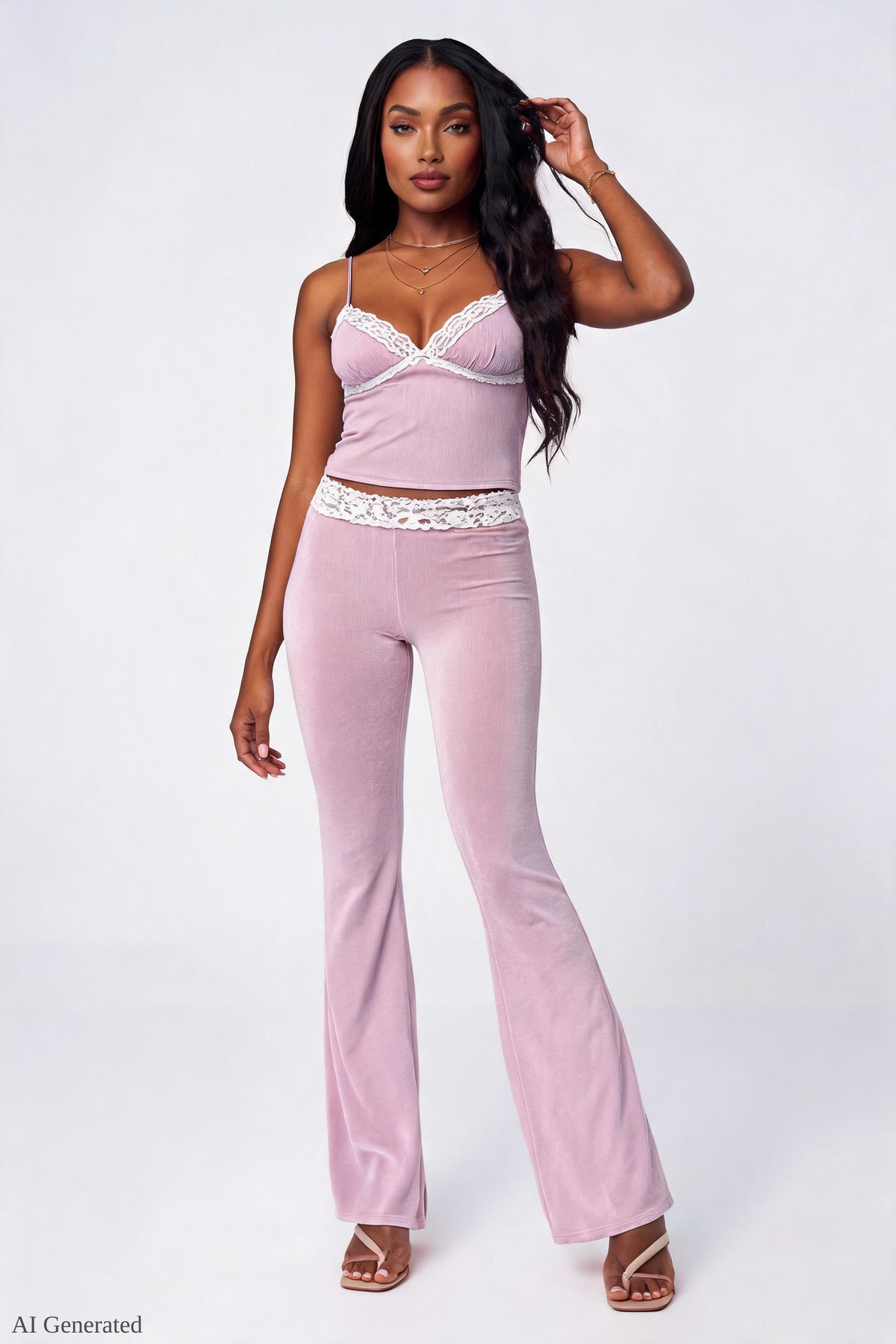 Alt View 2. Soft Lace Trim Cami - Pink