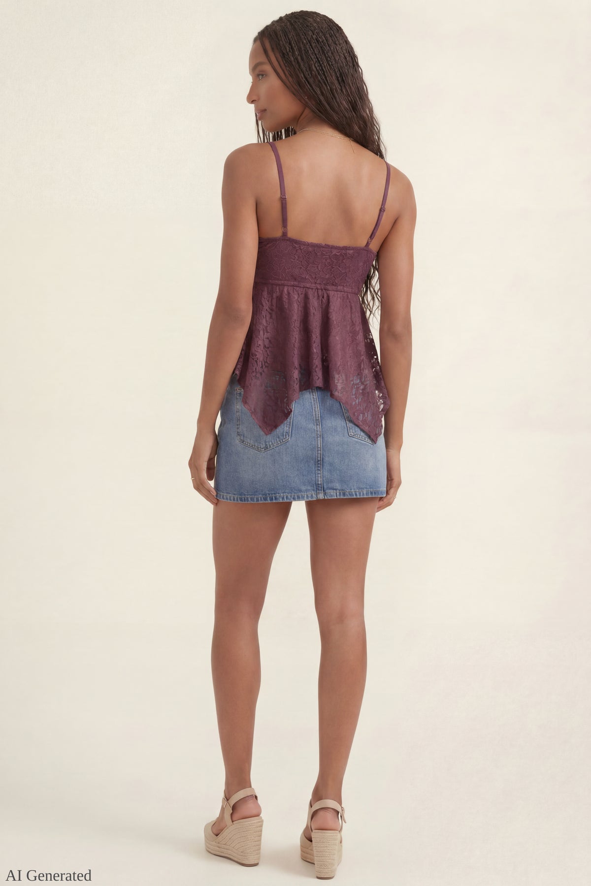 Alt View 2. Lace Babydoll Tank - Dark Purple