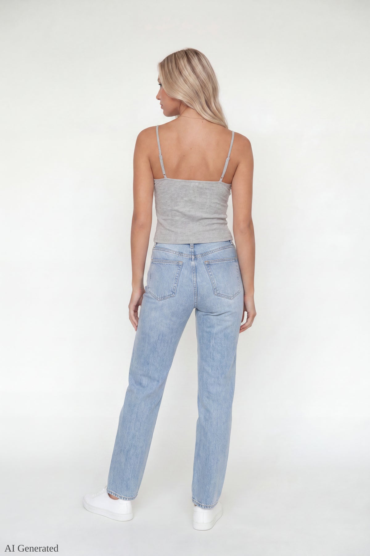 Alt View 3. Beaded Lace Trim V-Neck Tank - Heather Grey