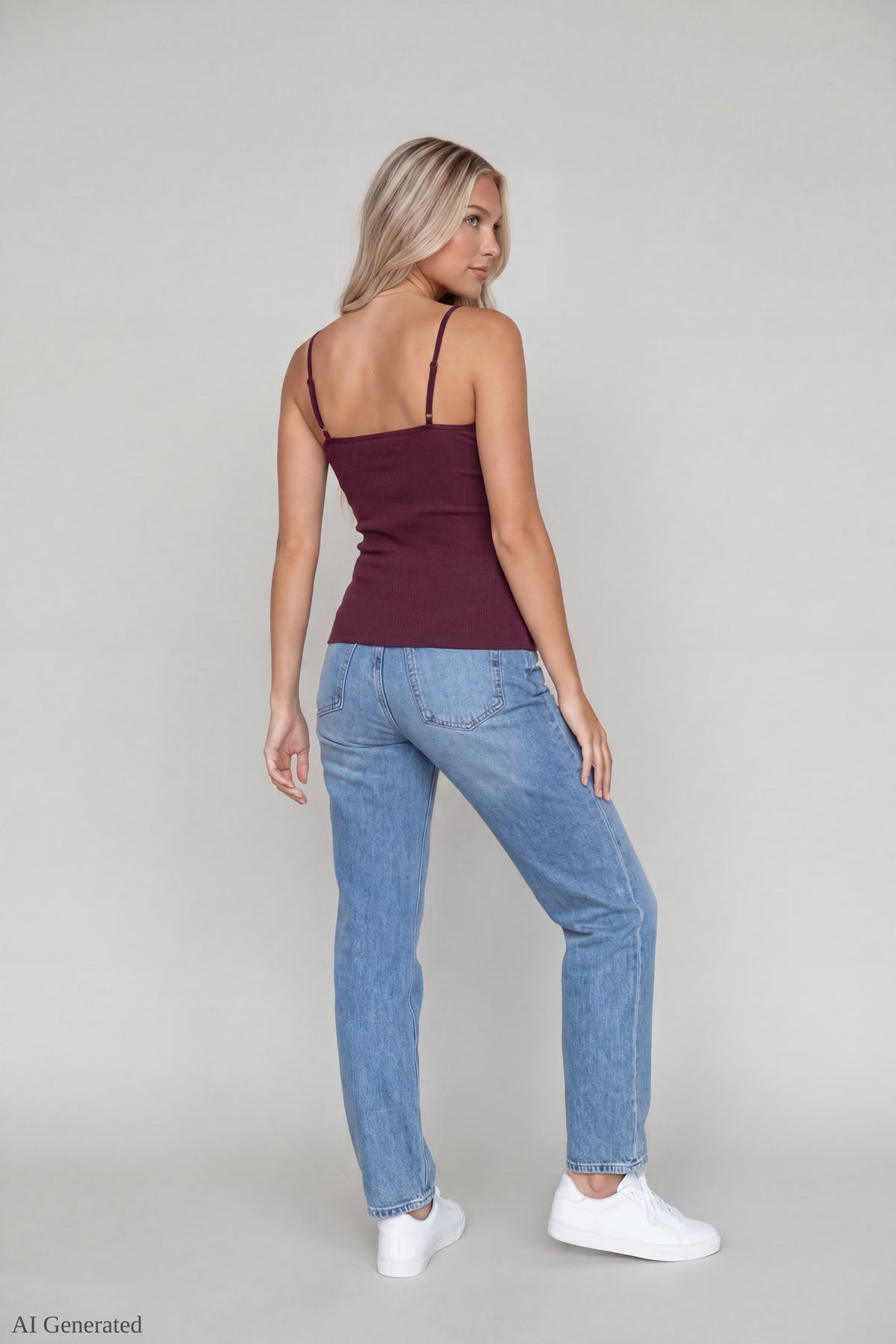 Alt View 3. Beaded Lace Trim V-Neck Tank - Dark Brown
