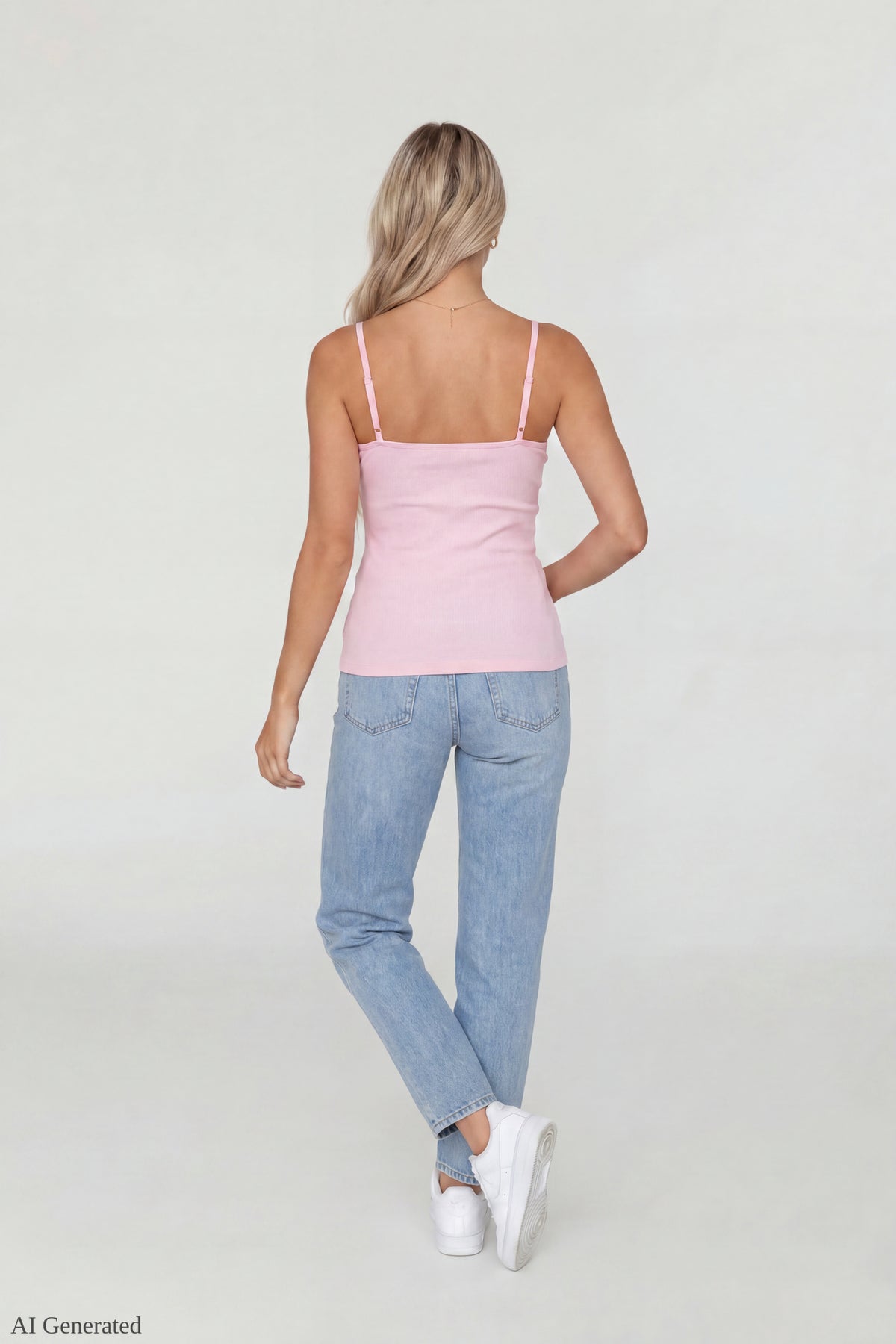 Alt View 3. Beaded Lace Trim V-Neck Tank - Pink
