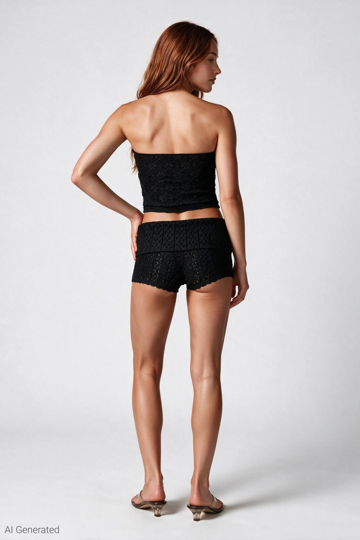 Alt View 3. Braless Lace Tube Top - Black