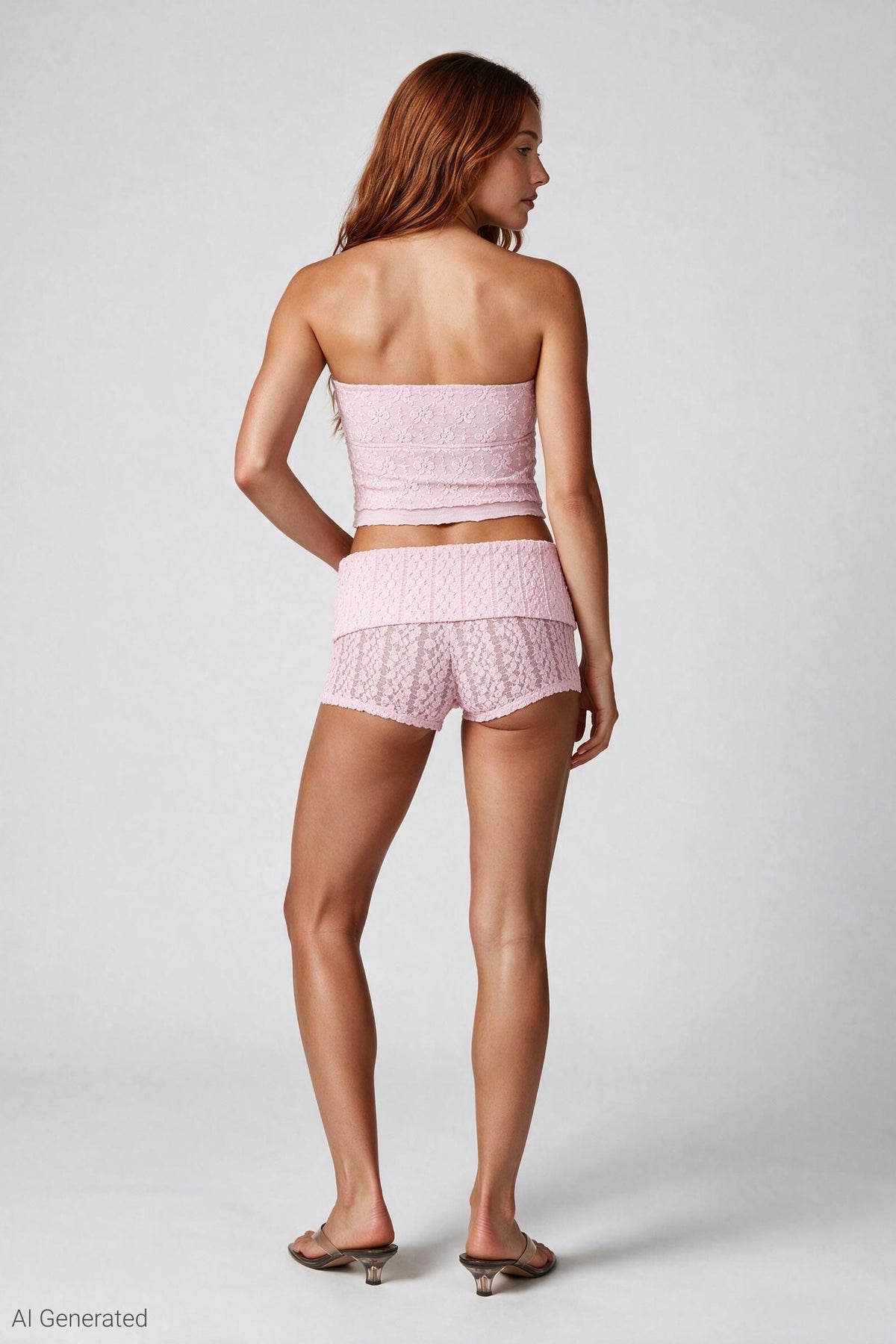 Alt View 3. Braless Lace Tube Top - Pink