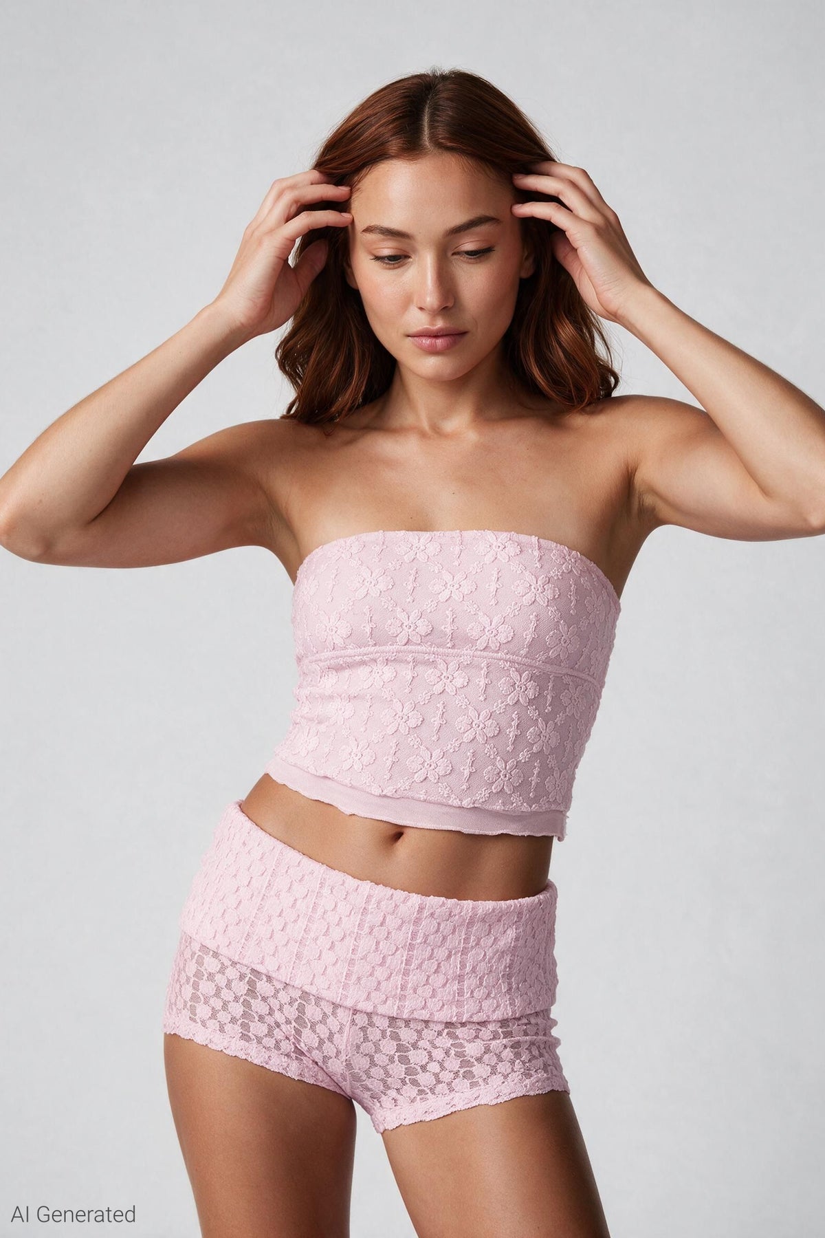 Braless Lace Tube Top - Pink