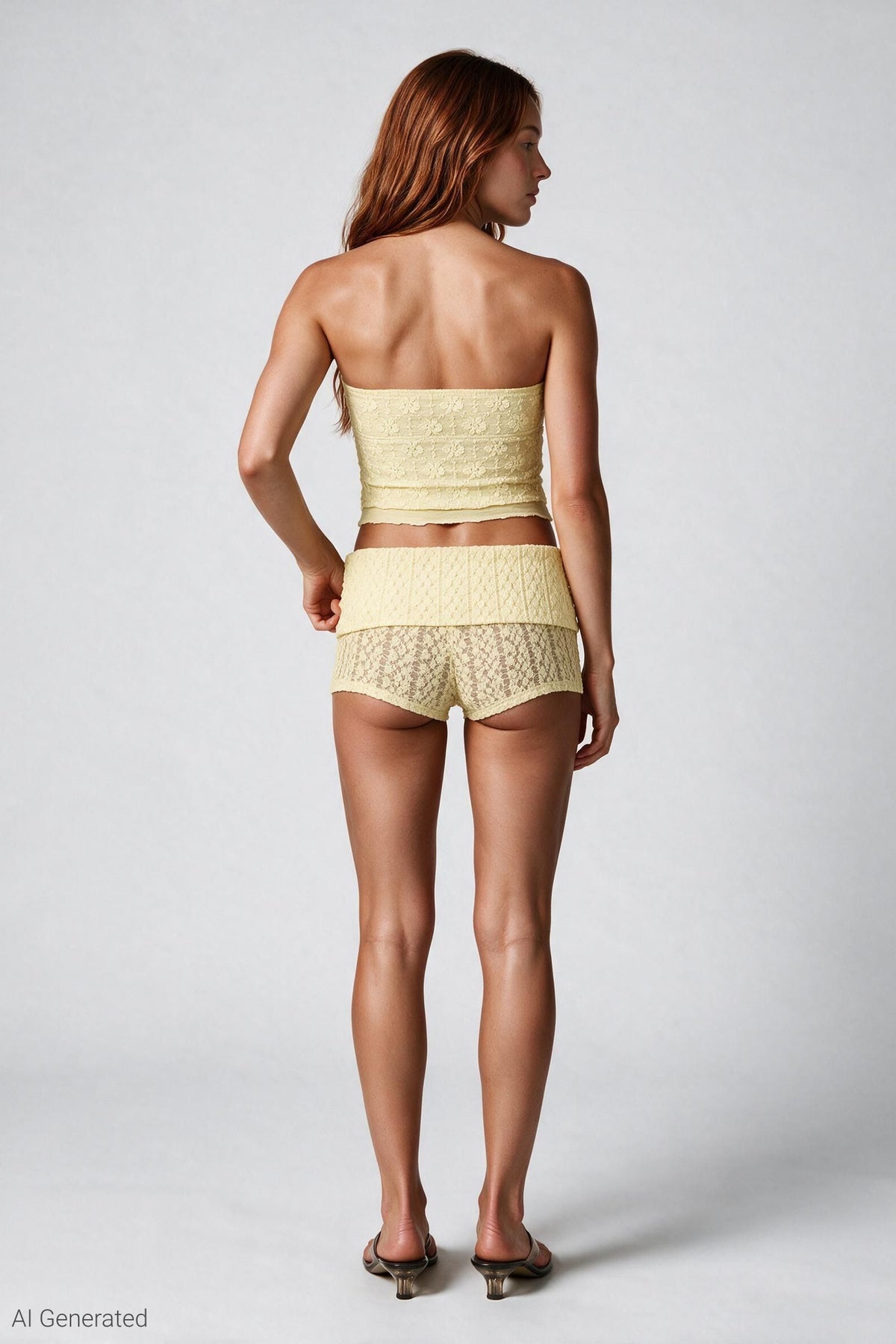 Alt View 3. Braless Lace Tube Top - Yellow