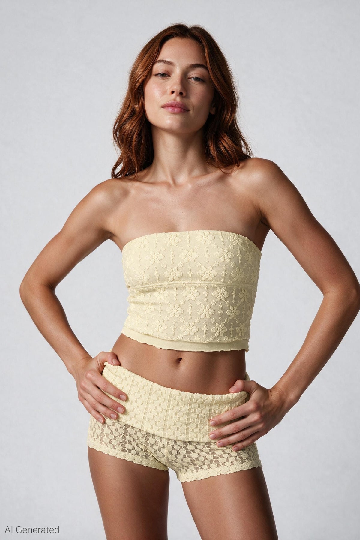 Braless Lace Tube Top - Yellow
