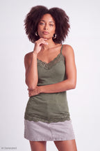 Lace Trim V-Neck Tank