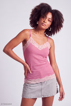 Lace Trim V-Neck Tank