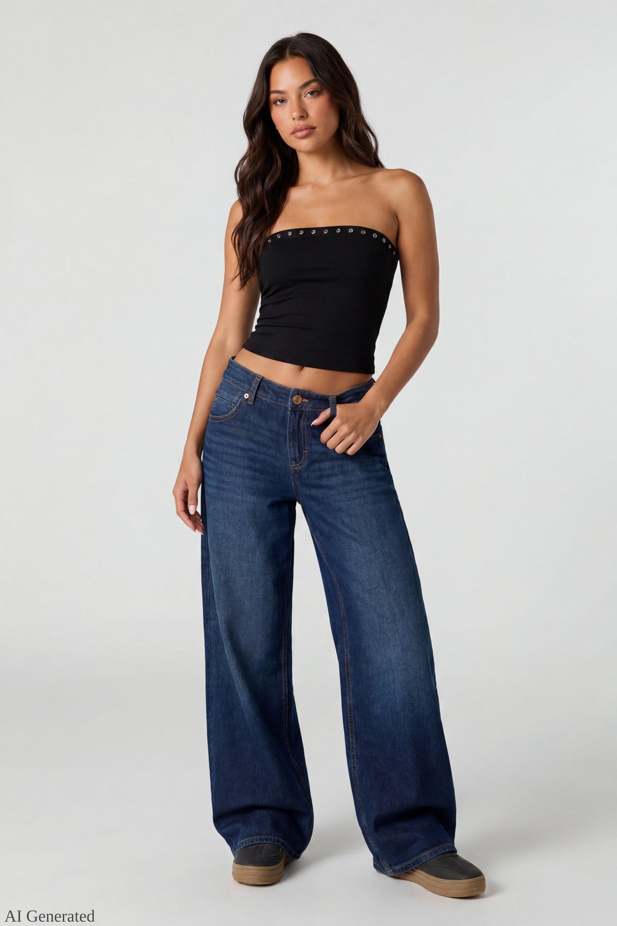 Alt View 2. Studded Tube Top - Black