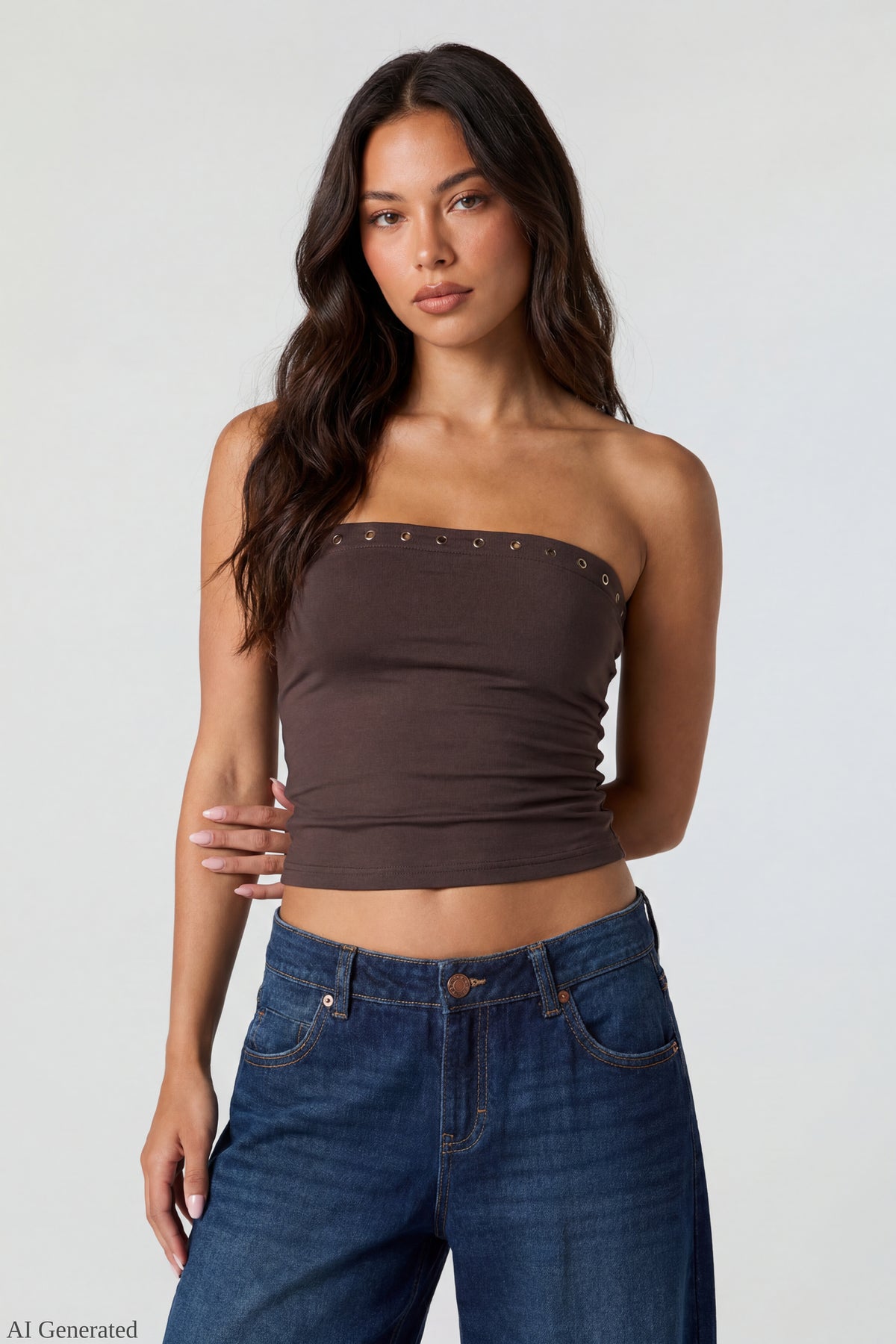 Studded Tube Top - Brown