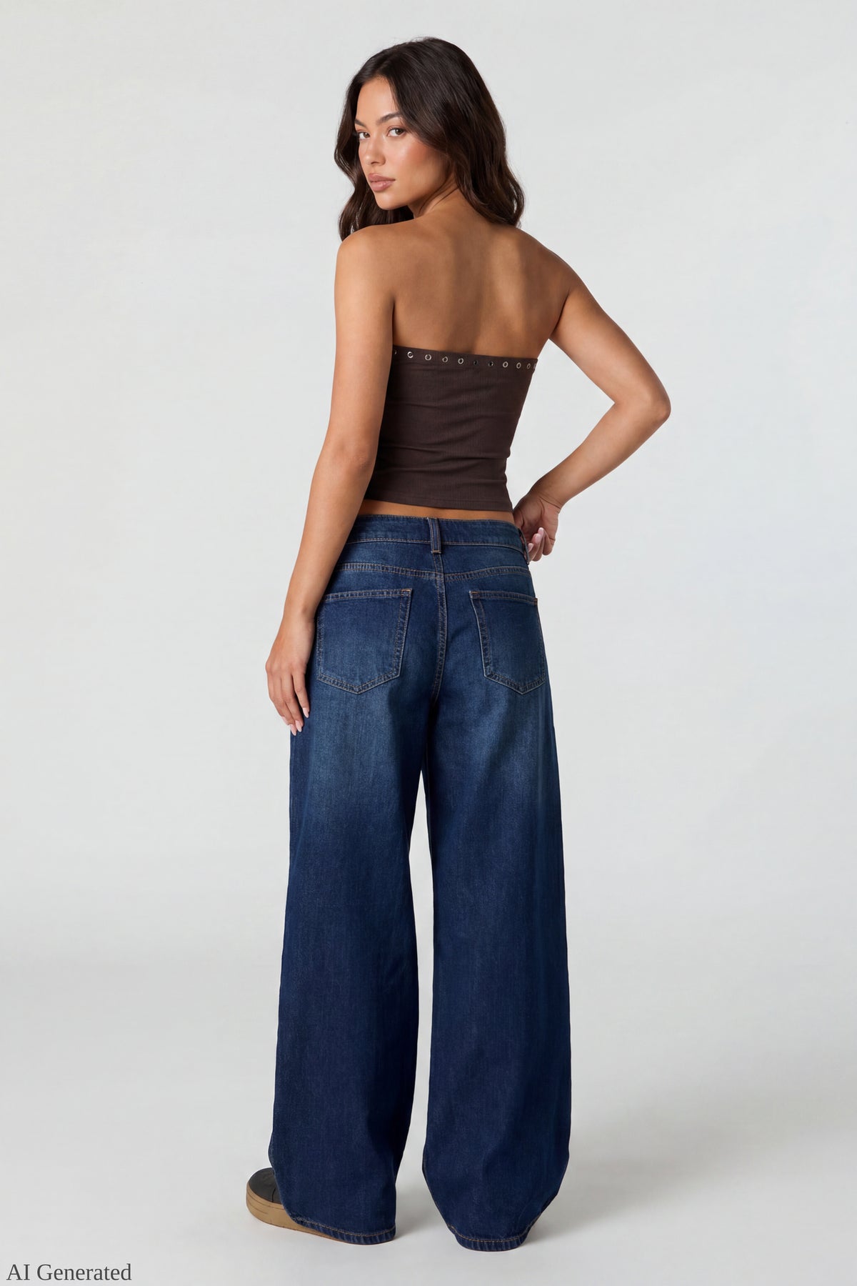 Alt View 3. Studded Tube Top - Brown