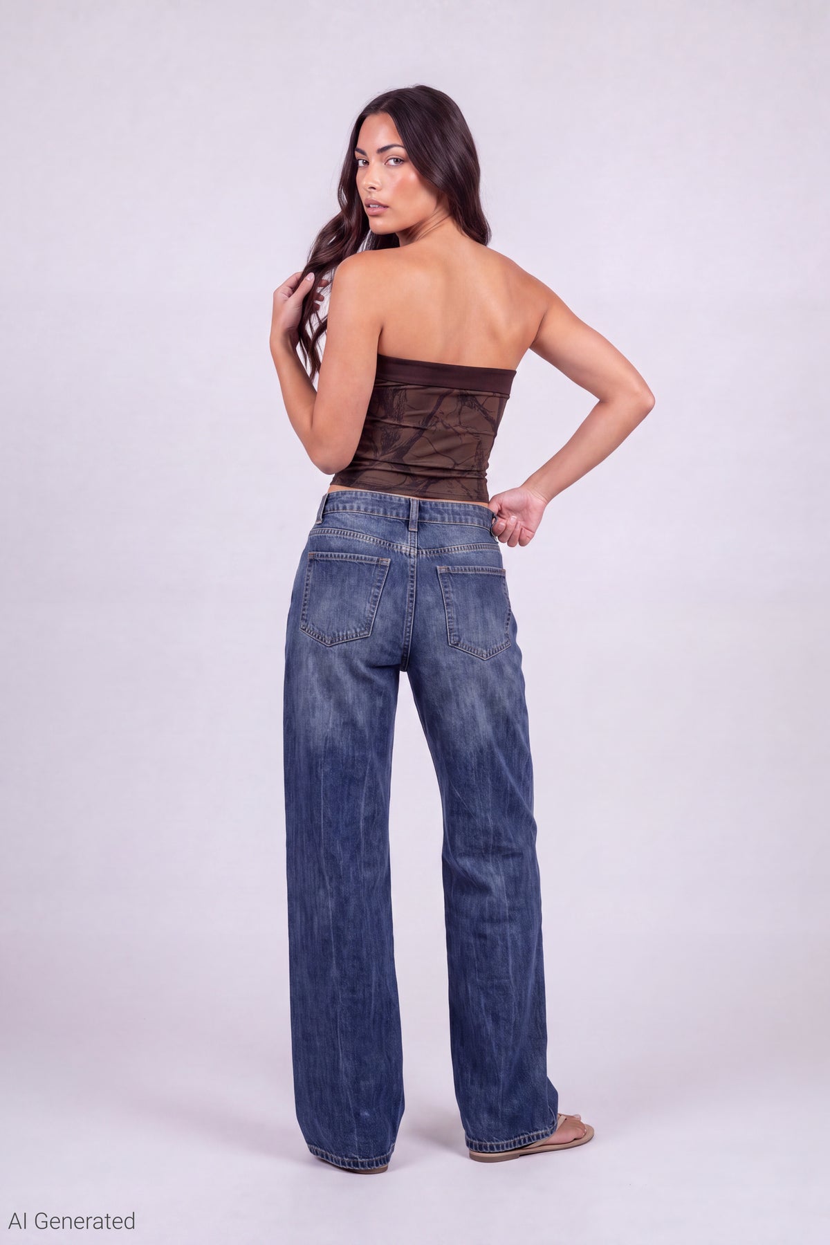 Alt View 3. Foldover Reversible Tube Top - Brown