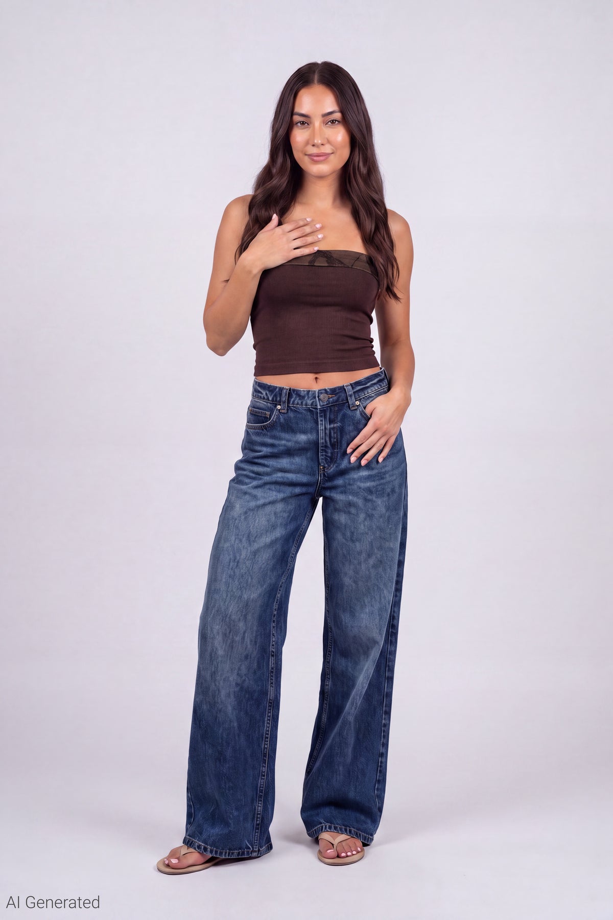 Alt View 5. Foldover Reversible Tube Top - Brown