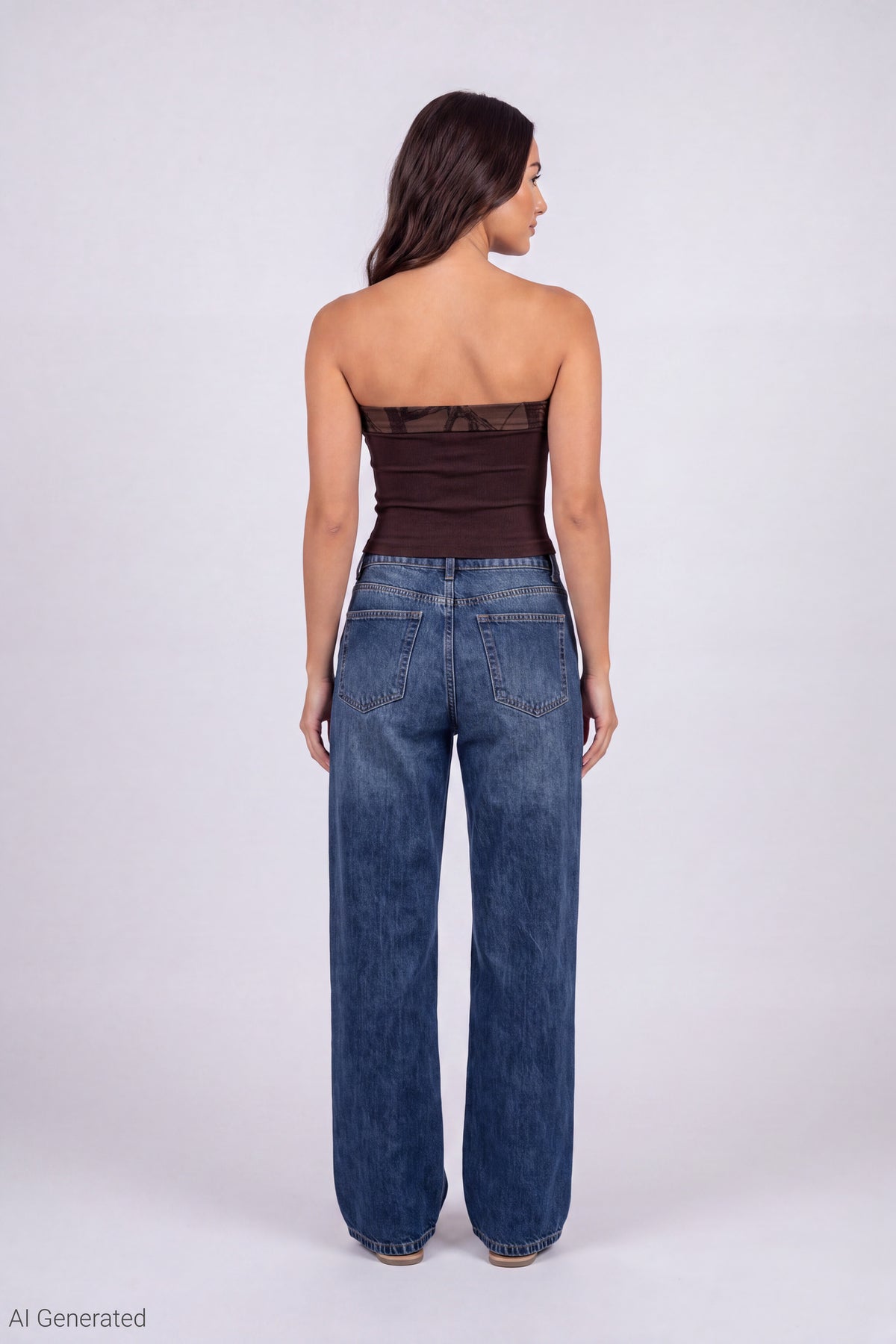 Alt View 6. Foldover Reversible Tube Top - Brown