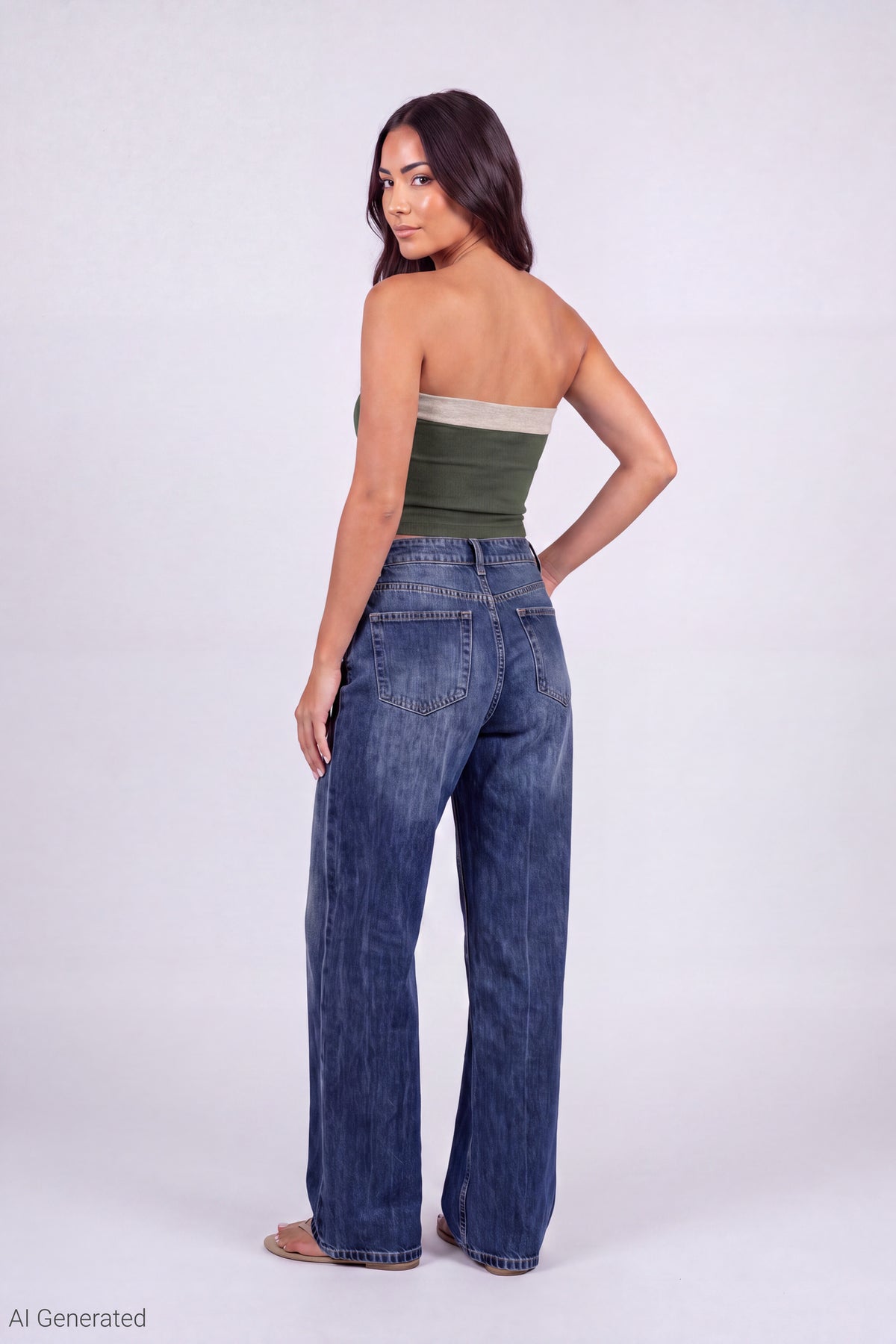 Alt View 3. Foldover Reversible Tube Top - Green