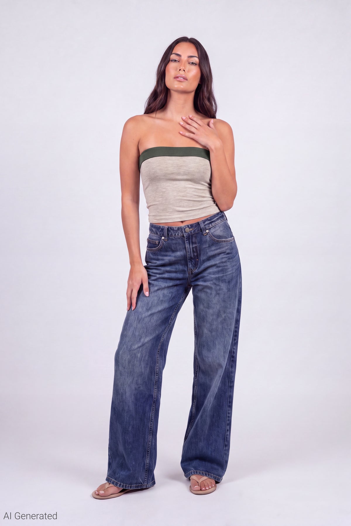 Alt View 5. Foldover Reversible Tube Top - Green