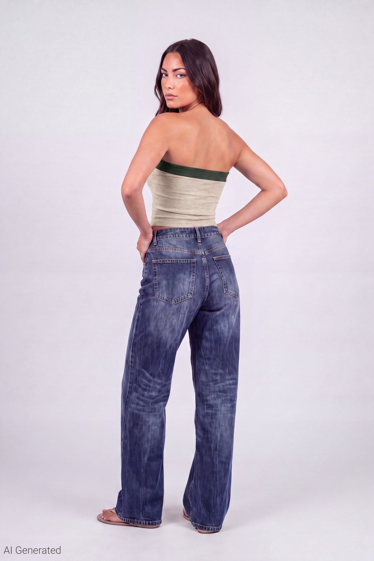 Alt View 6. Foldover Reversible Tube Top - Green
