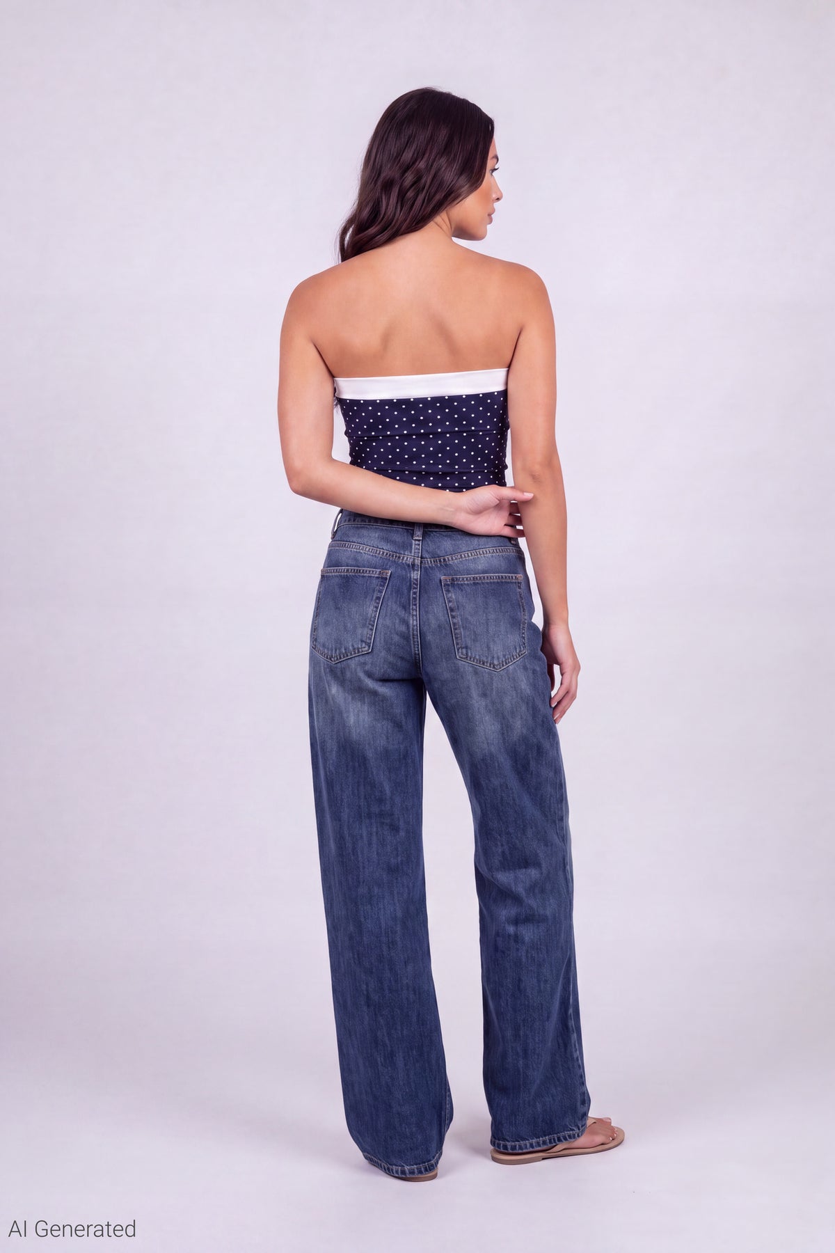 Alt View 3. Foldover Reversible Tube Top - Navy