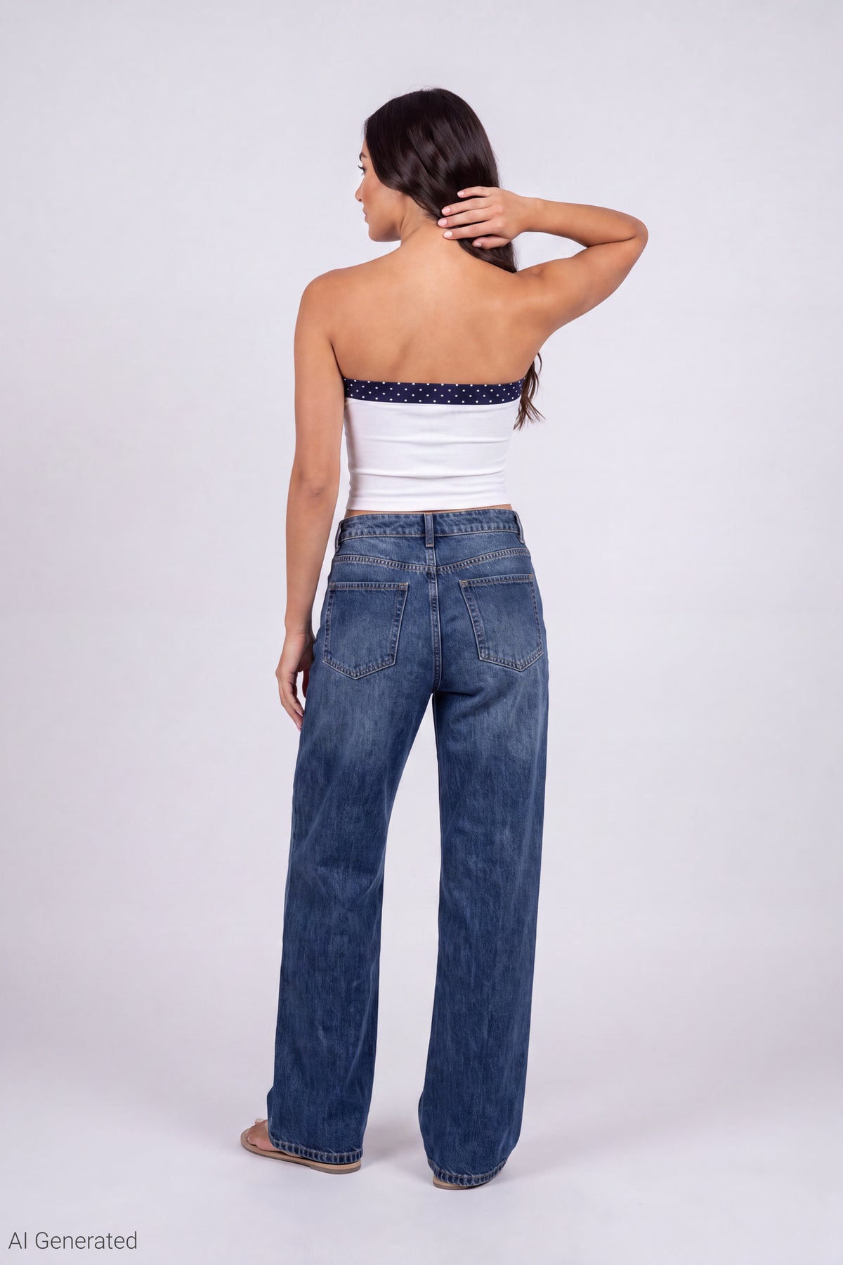 Alt View 6. Foldover Reversible Tube Top - Navy