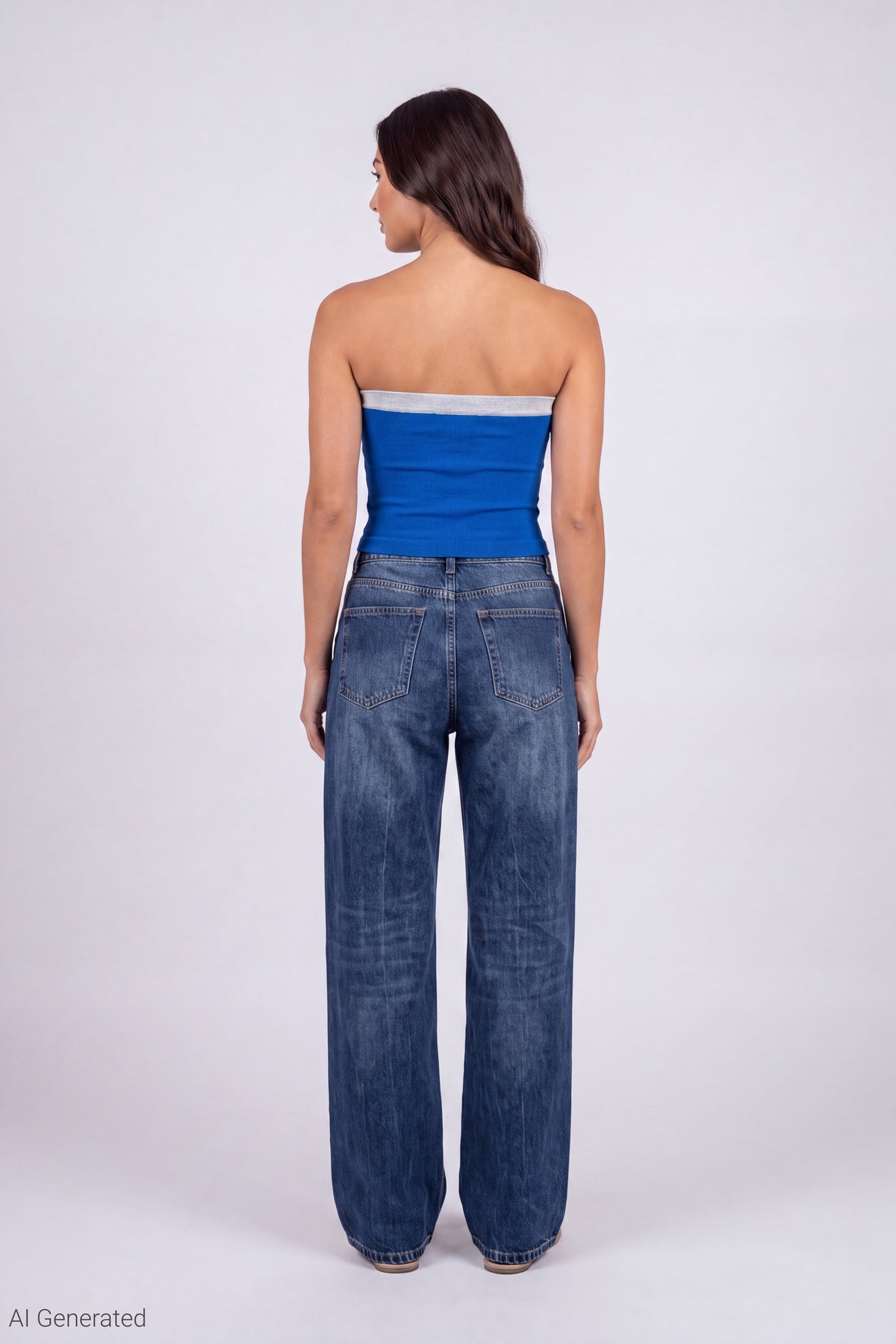 Alt View 3. Foldover Reversible Tube Top - Royal Blue