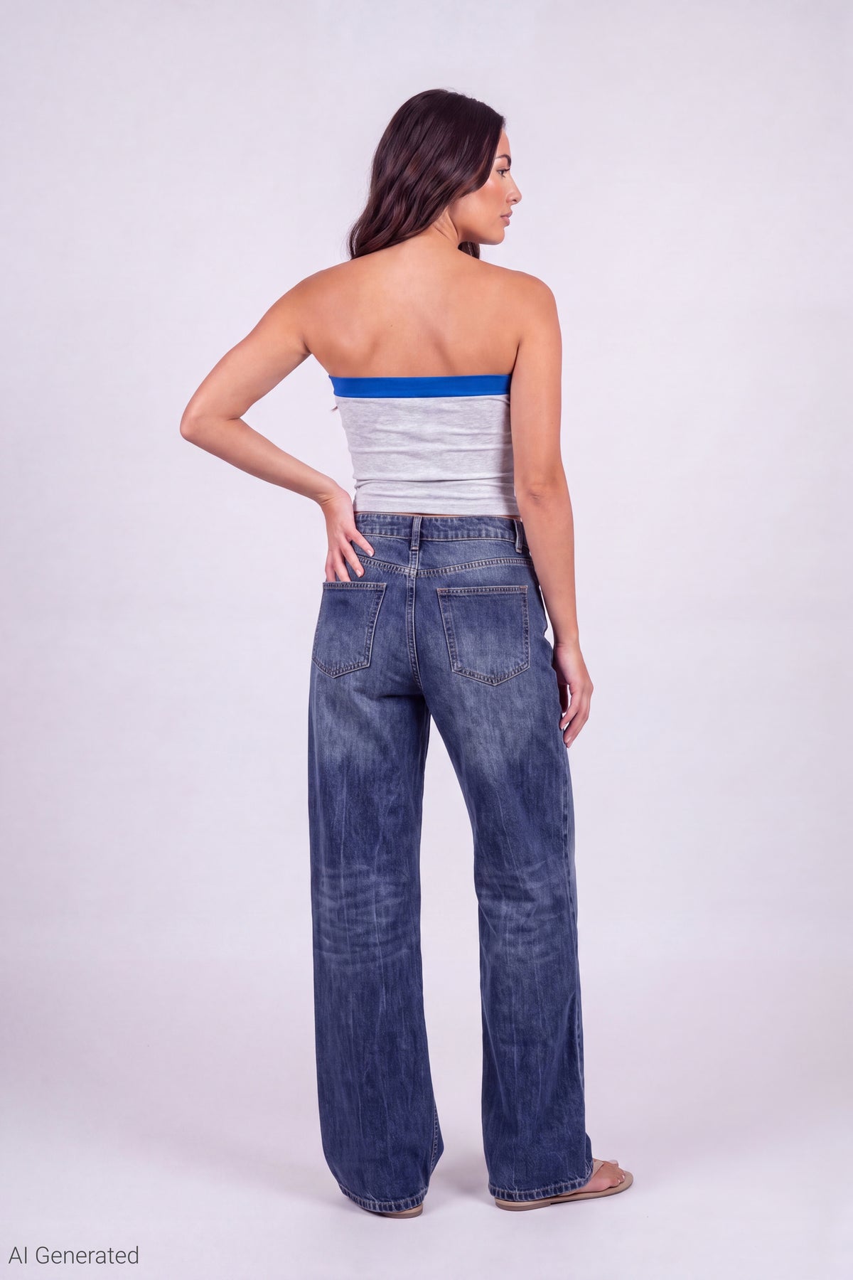 Alt View 6. Foldover Reversible Tube Top - Royal Blue