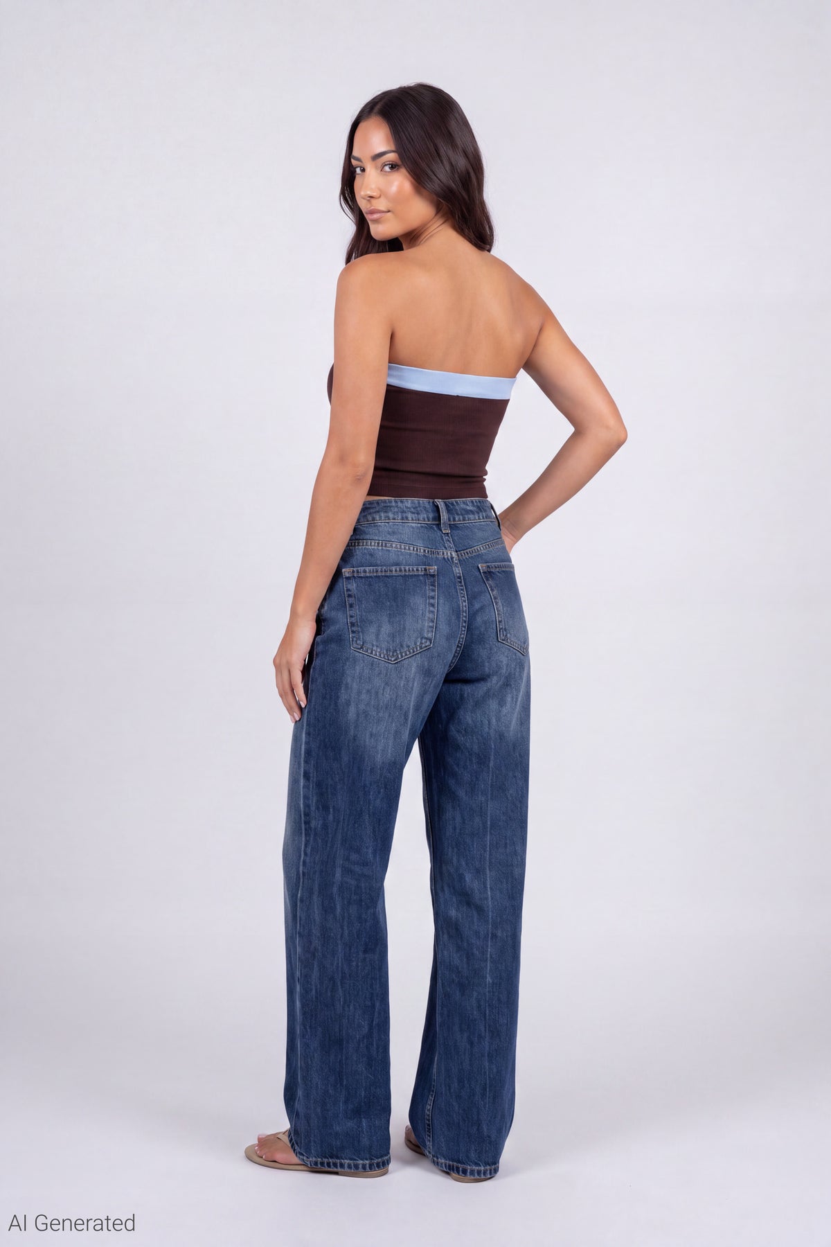 Alt View 3. Foldover Reversible Tube Top - Light Blue