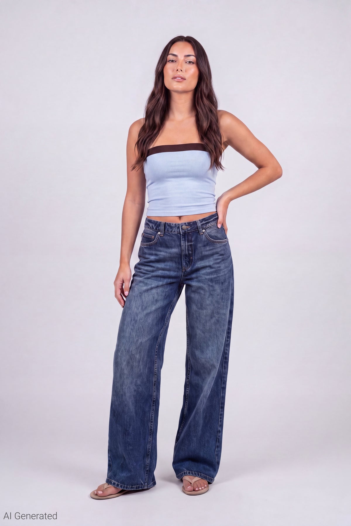 Alt View 5. Foldover Reversible Tube Top - Light Blue