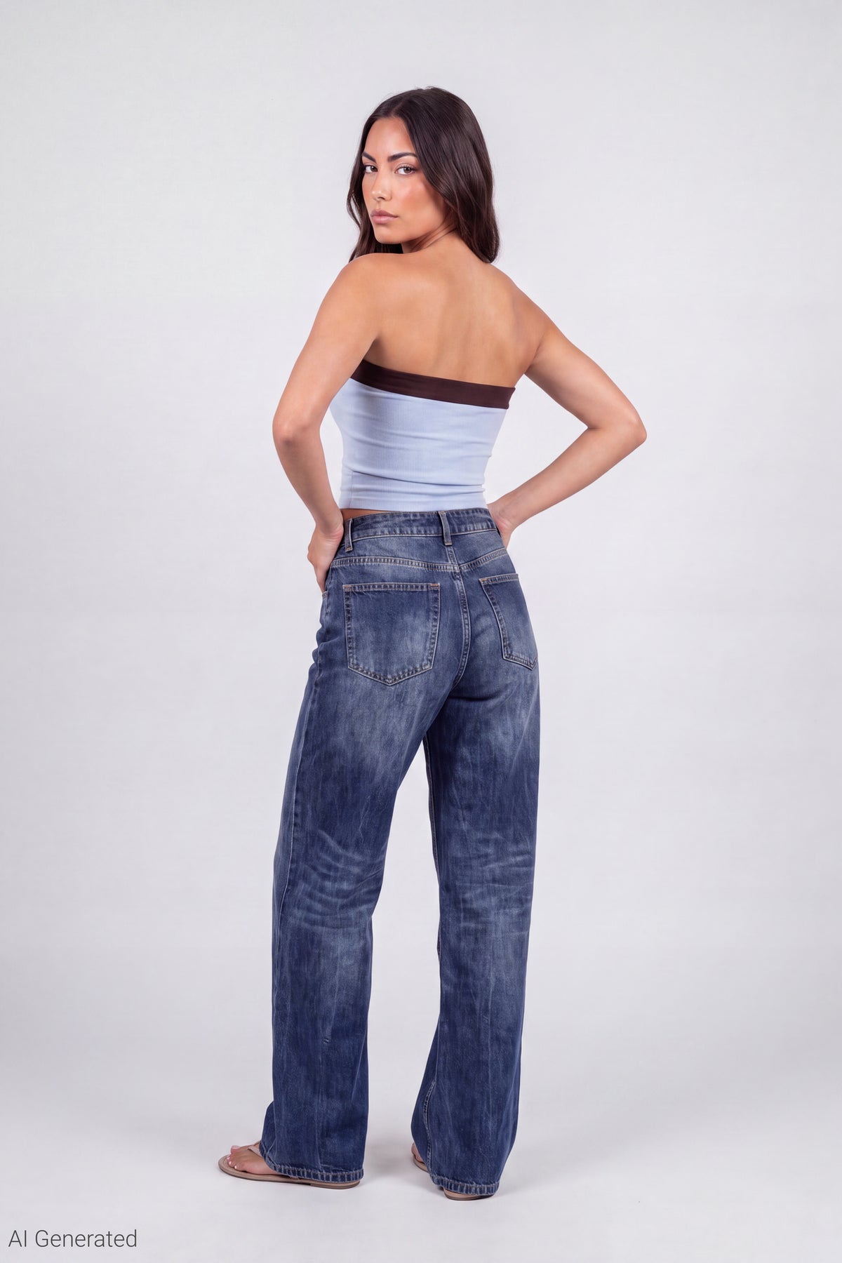 Alt View 6. Foldover Reversible Tube Top - Light Blue