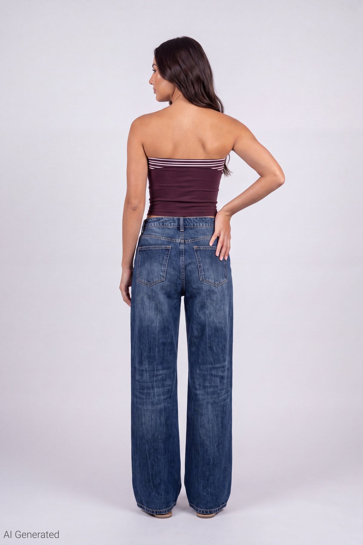 Alt View 3. Foldover Reversible Tube Top - Dark Purple